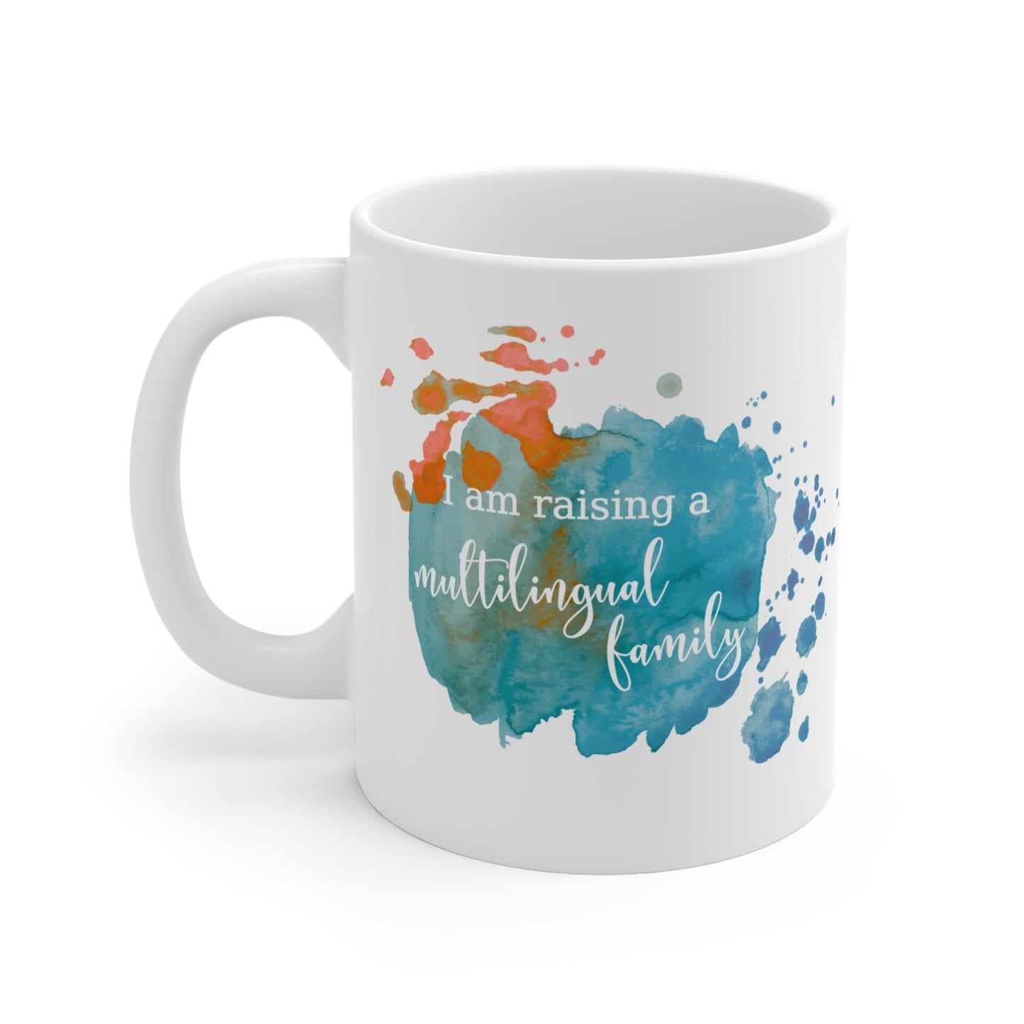 Can I Pick Your Booger? Funny Multilingual Family Mug in Turquoise, Canadian made