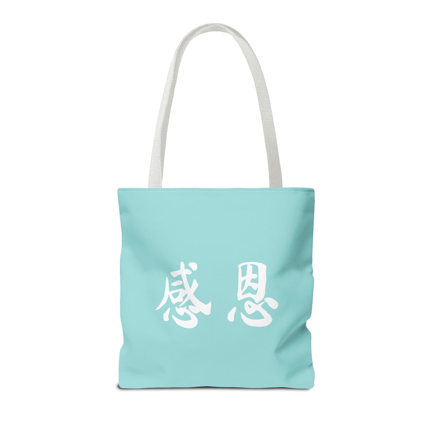 Tote Bag - Beach 感恩 Everyday Carry Bag with Solid Mint Blue Back