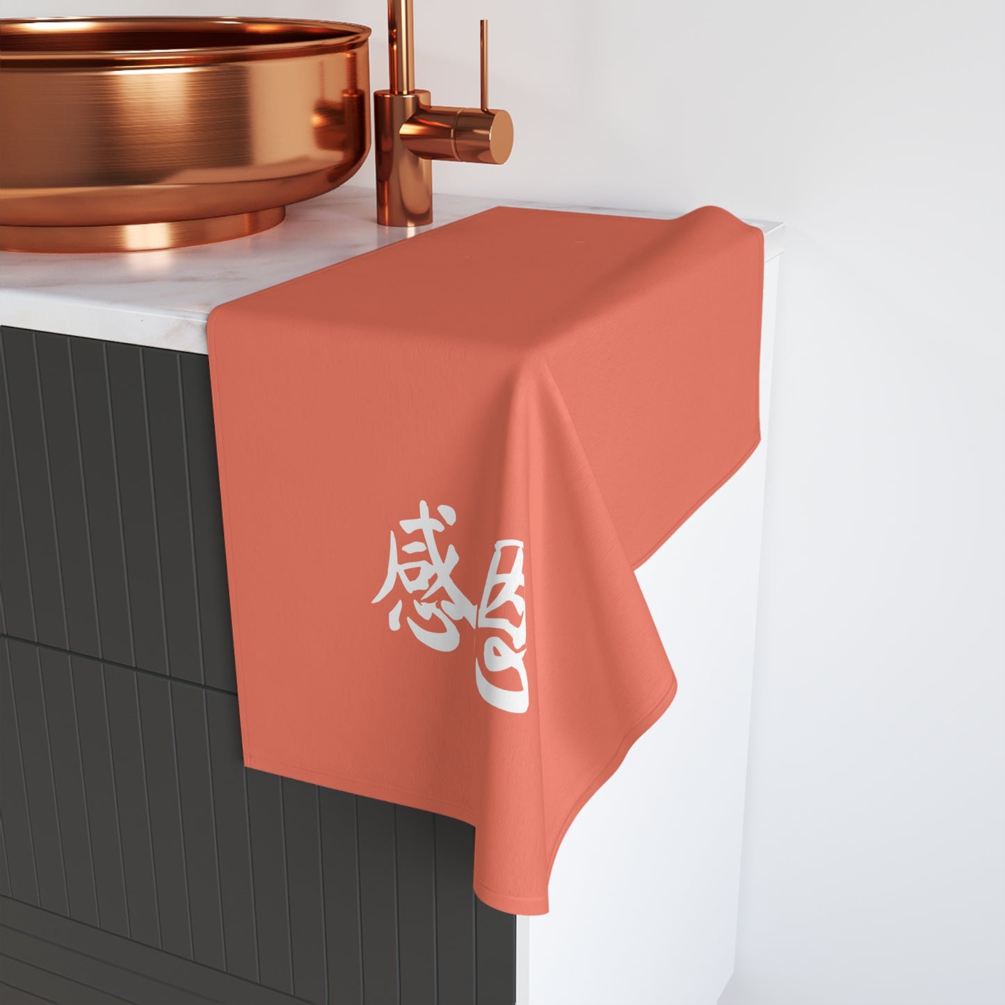 Hand Towel - Coral Pink-Orange Coloured ζζ© Design