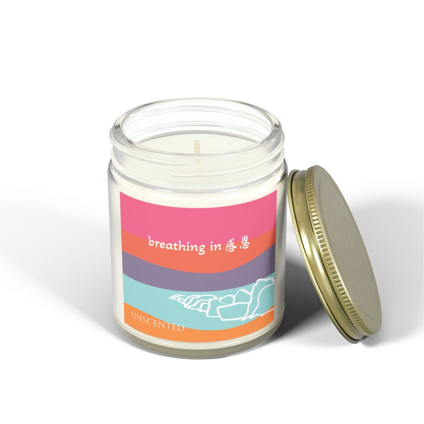 Unscented Candles - Breathing In 感恩 Beach Motif Eco-Friendly Candle (4oz, 9oz)