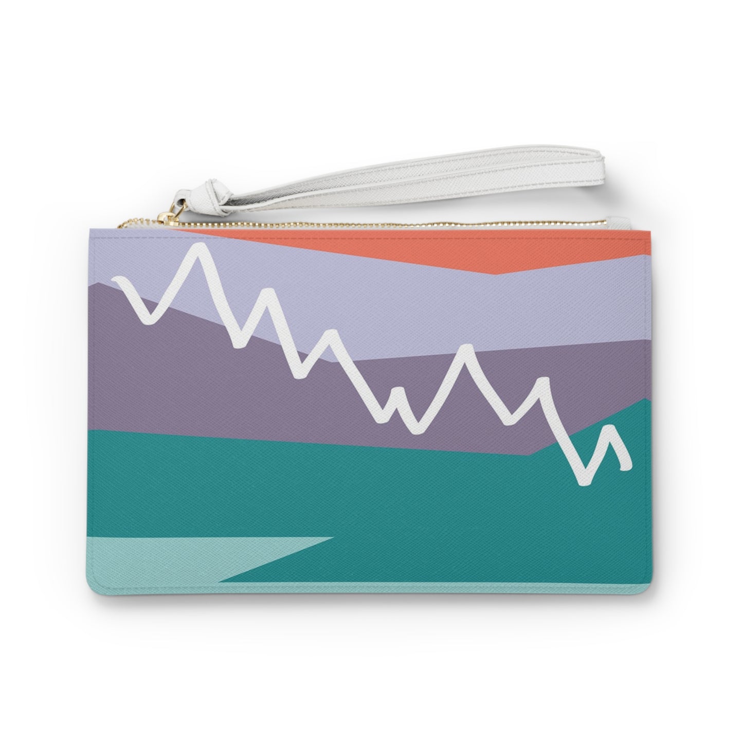 Clutch Bag - Mountain Motif 感恩 Wristlet Handbag with Dusk Purple Back