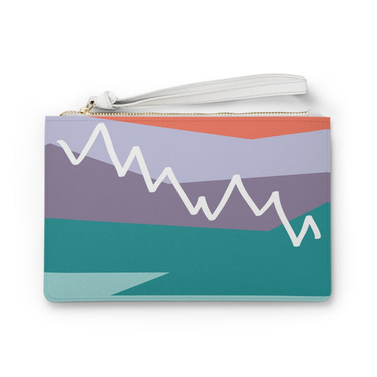 Clutch Bag - Mountain Motif 感恩 Wristlet Handbag with Dusk Purple Back