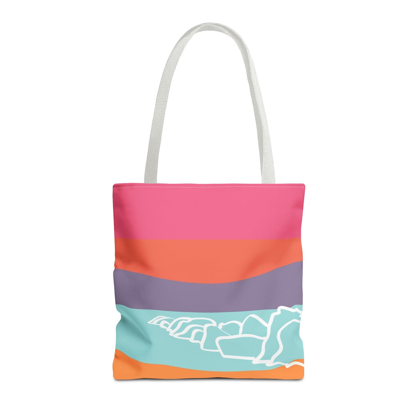 Tote Bag - Beach 感恩 Everyday Carry Bag with Solid Mint Blue Back