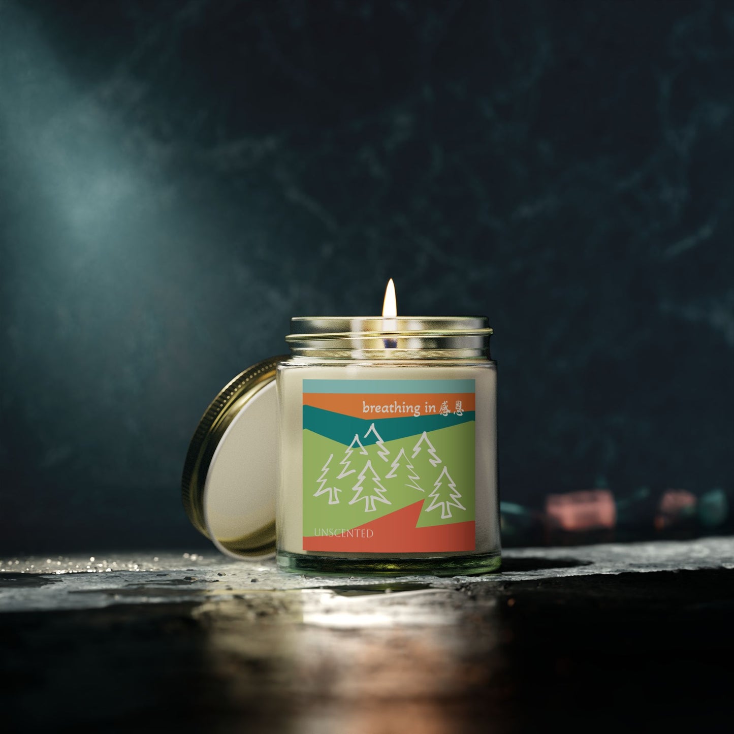 Unscented Candles - Breathing In 感恩 Forest Motif Eco-Friendly Candle (4oz, 9oz)