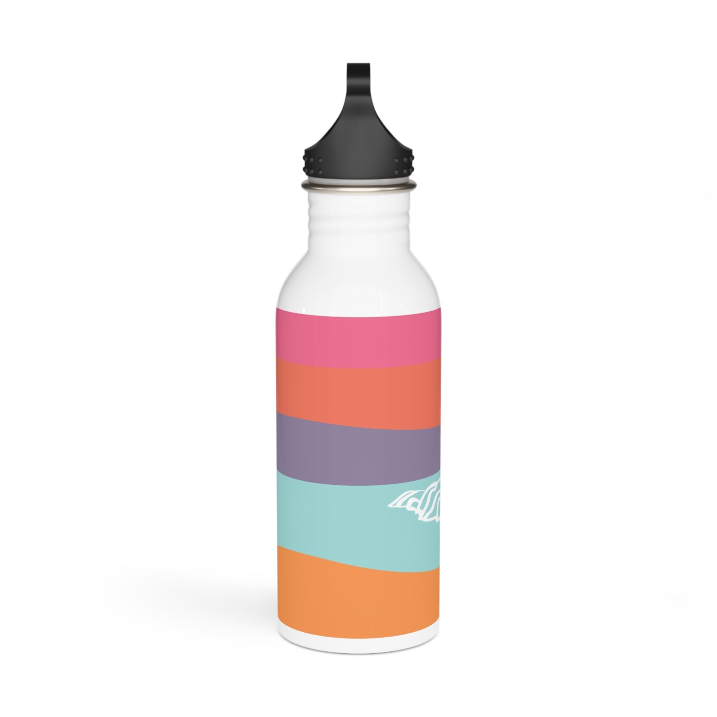 Stainless Steel Water Bottle - Beach 感恩 Motif with Coral Pink-Orange Message