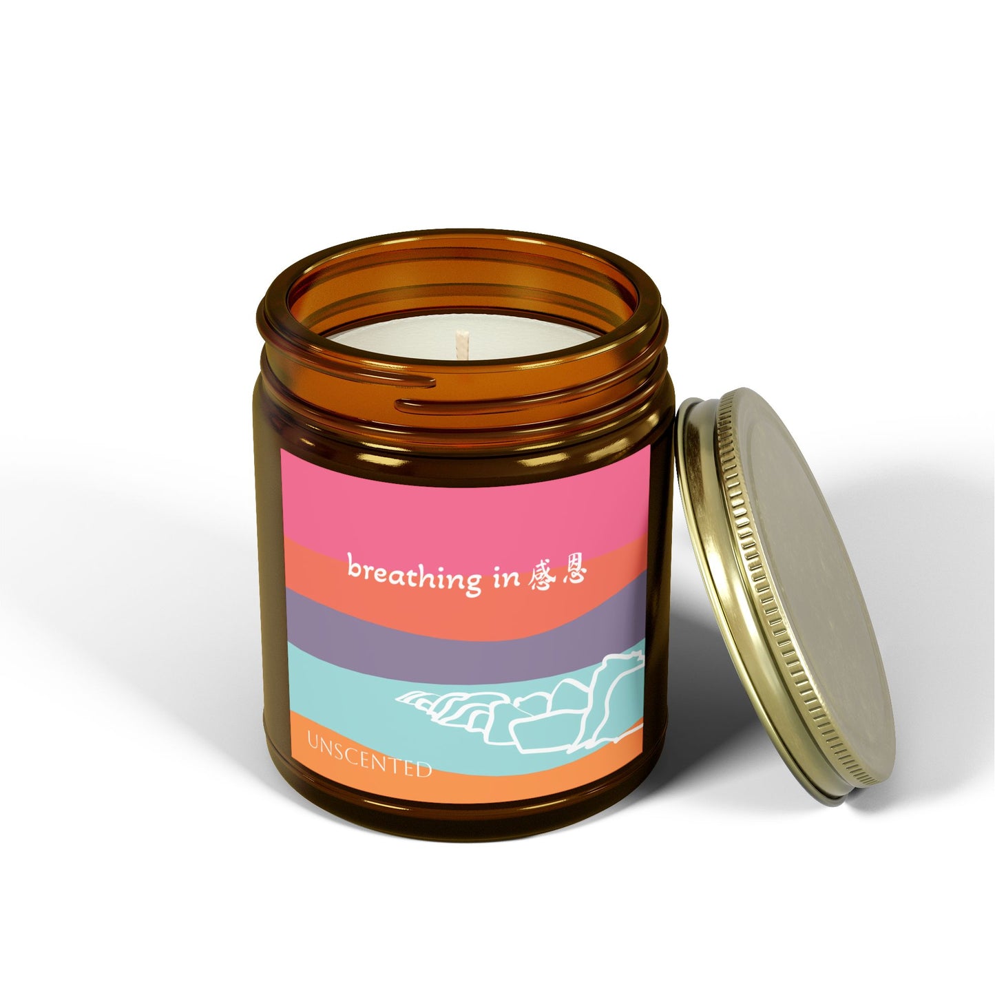 Unscented Candles - Breathing In 感恩 Beach Motif Eco-Friendly Candle (4oz, 9oz)