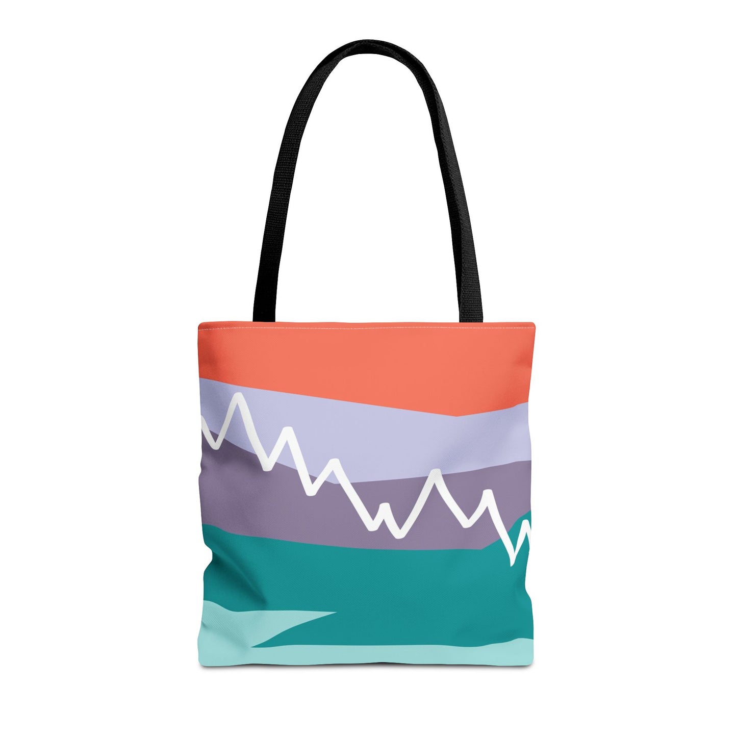 Tote Bag - Mountain 感恩 Everyday Carry Bag with Solid Mint Blue Back