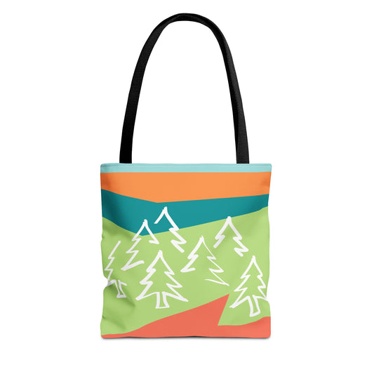 Tote Bag - Forest 感恩 Everyday Carry Bag with Solid Tropic Teal Back