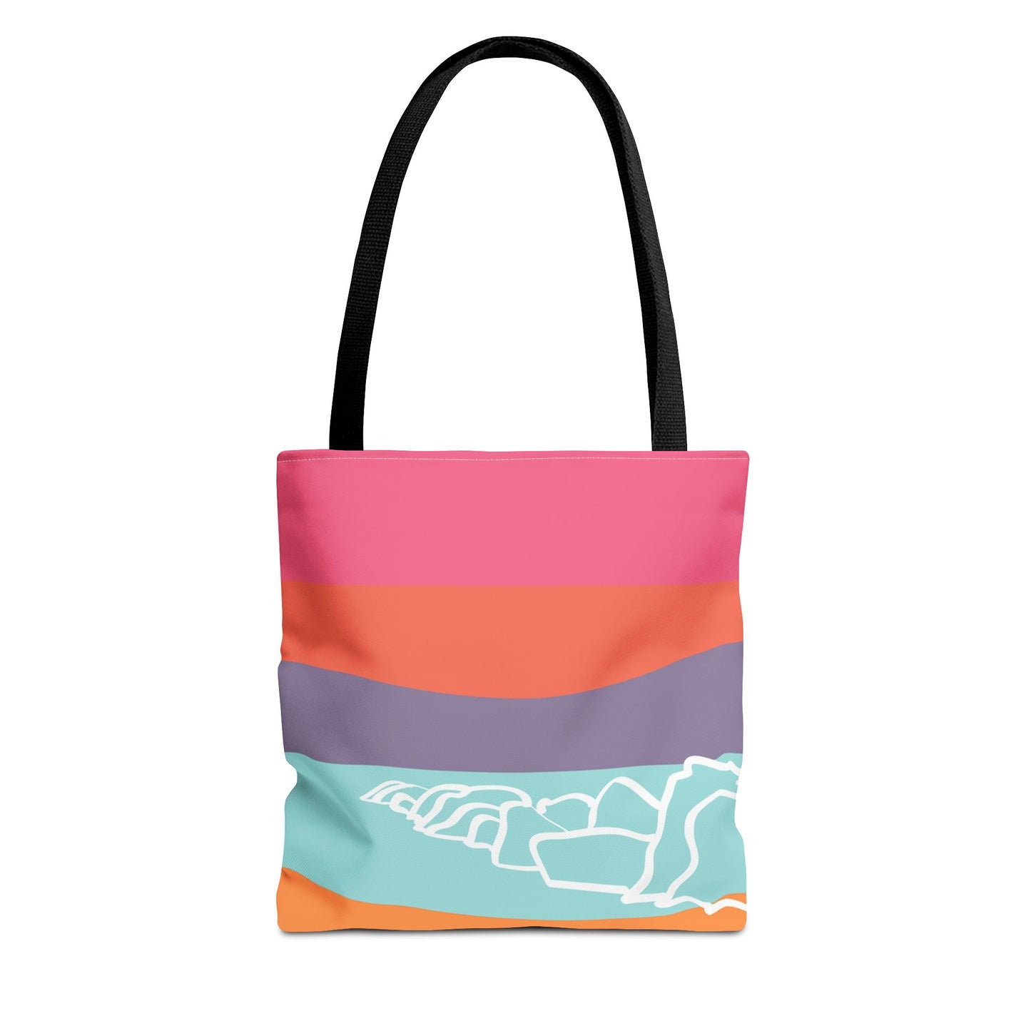 Tote Bag - Beach 感恩 Everyday Carry Bag with Solid Melon Orange Back