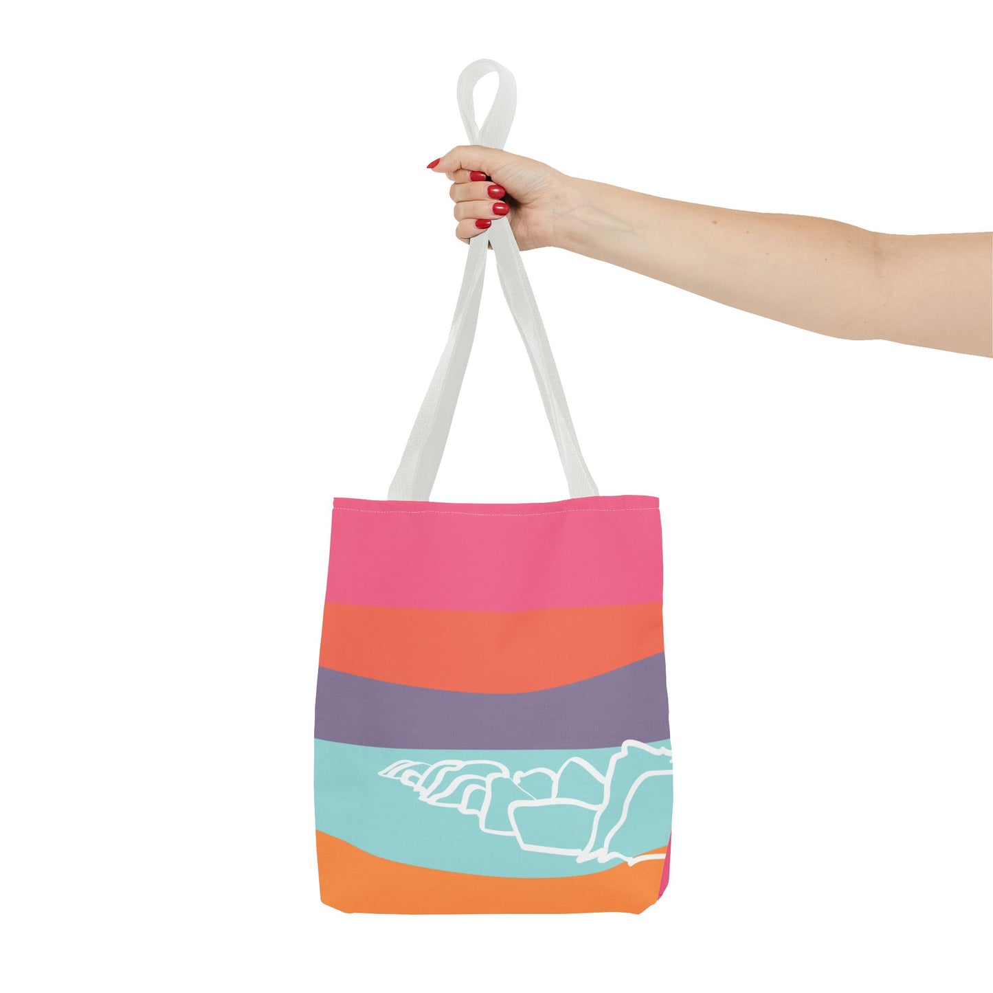 Tote Bag - Beach 感恩 Everyday Carry Bag with Solid Petal Pink Back