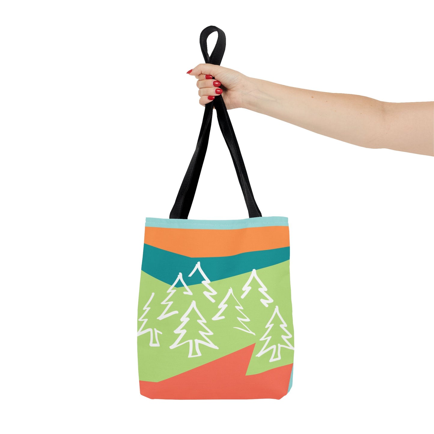 Tote Bag - Forest 感恩 Everyday Carry Bag with Solid Mint Blue Back