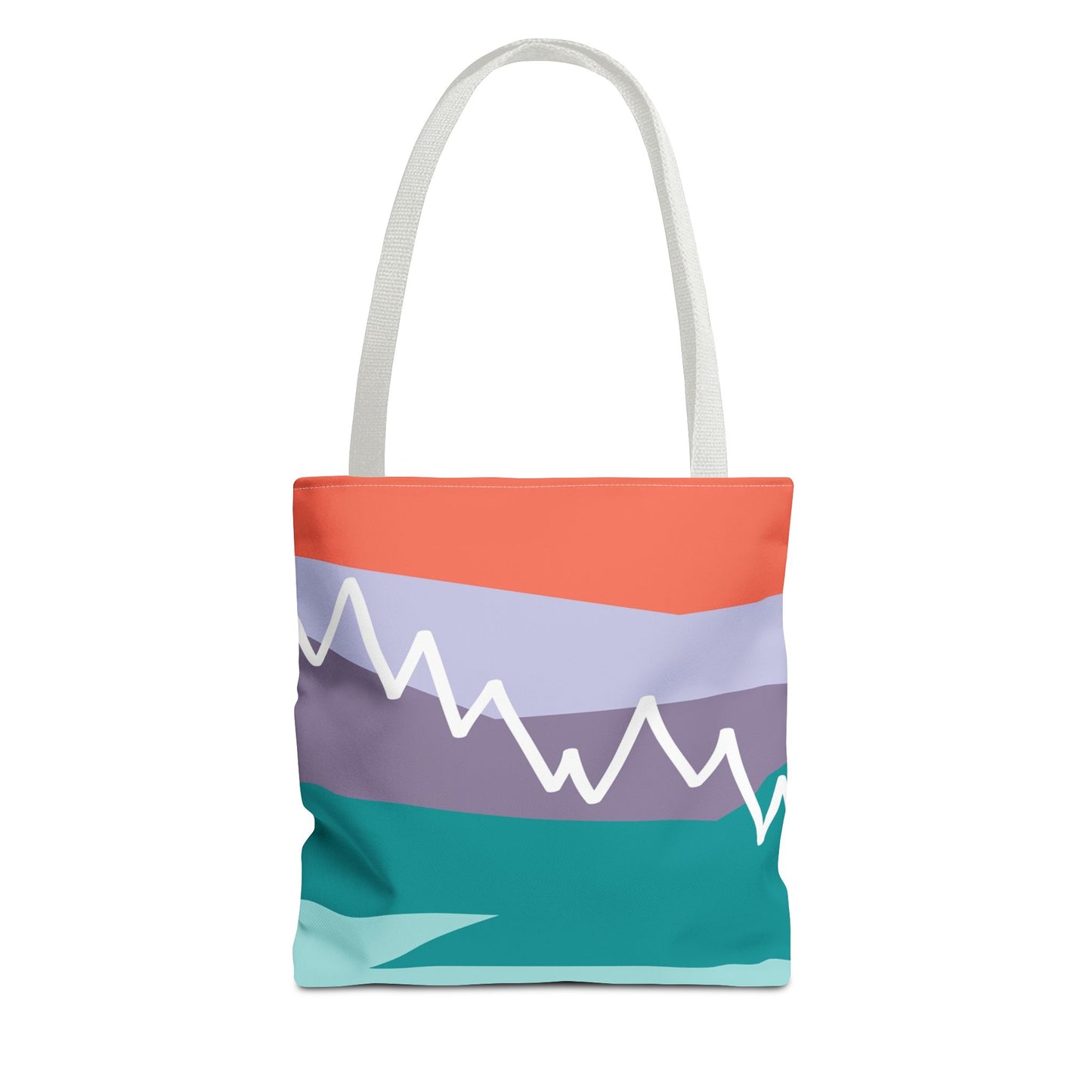 Tote Bag - Mountain 感恩 Everyday Carry Bag with Solid Mint Blue Back