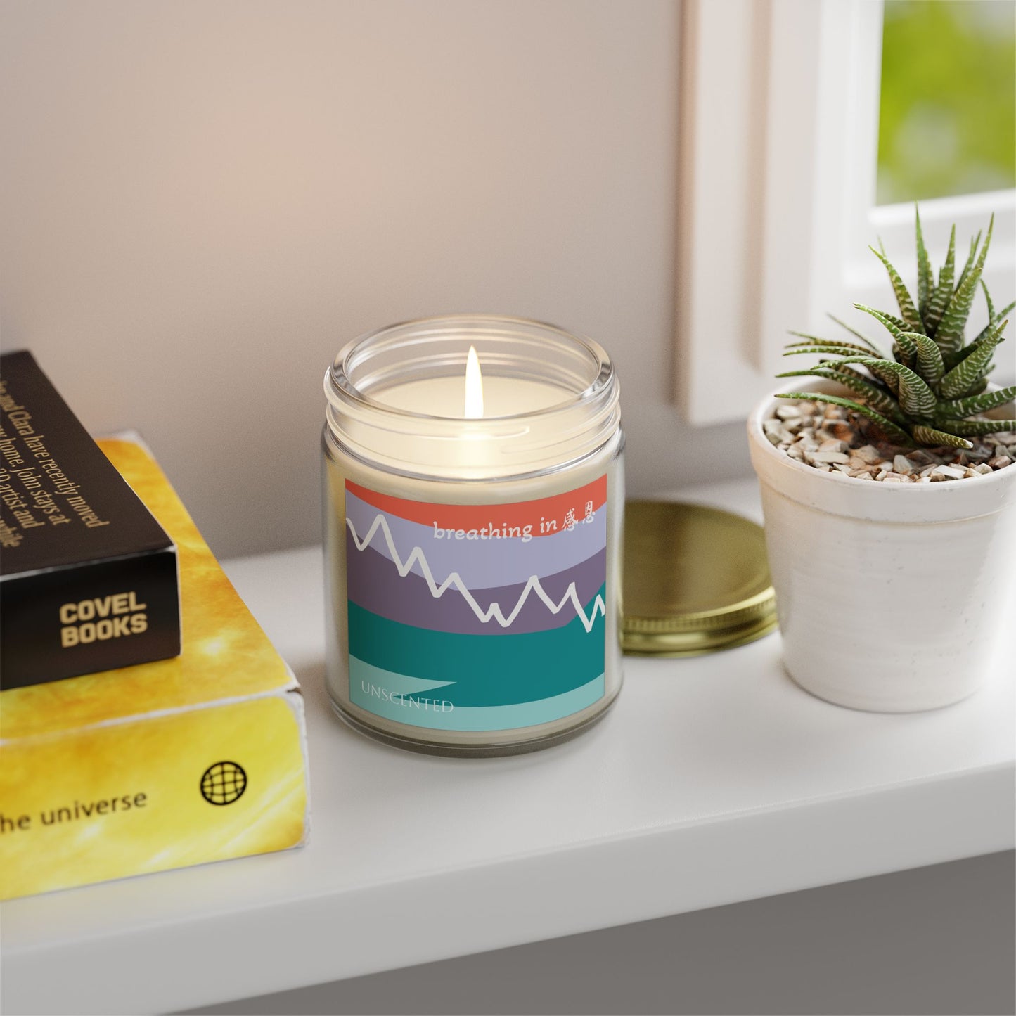 Unscented Candles - Breathing In 感恩 Mountain Motif Eco-Friendly Candle (4oz, 9oz)