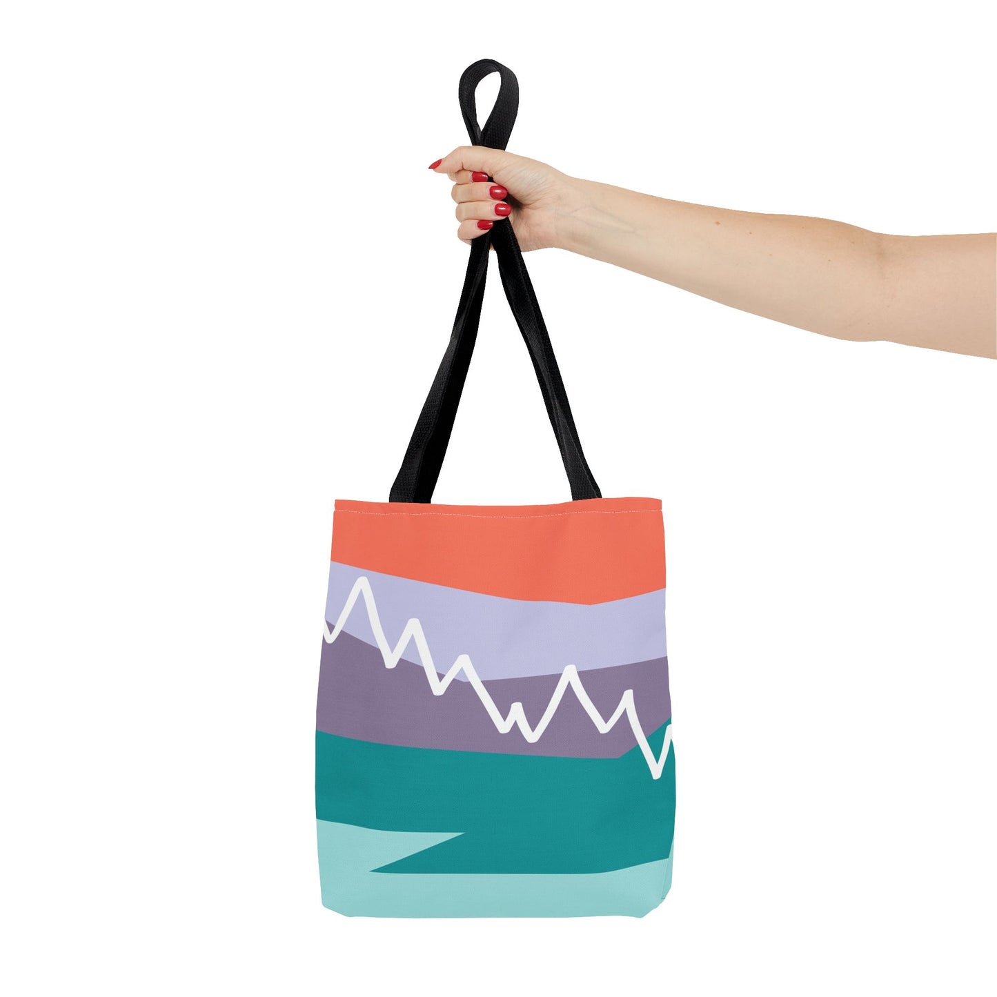 Tote Bag - Mountain 感恩 Everyday Carry Bag with Solid Mint Blue Back