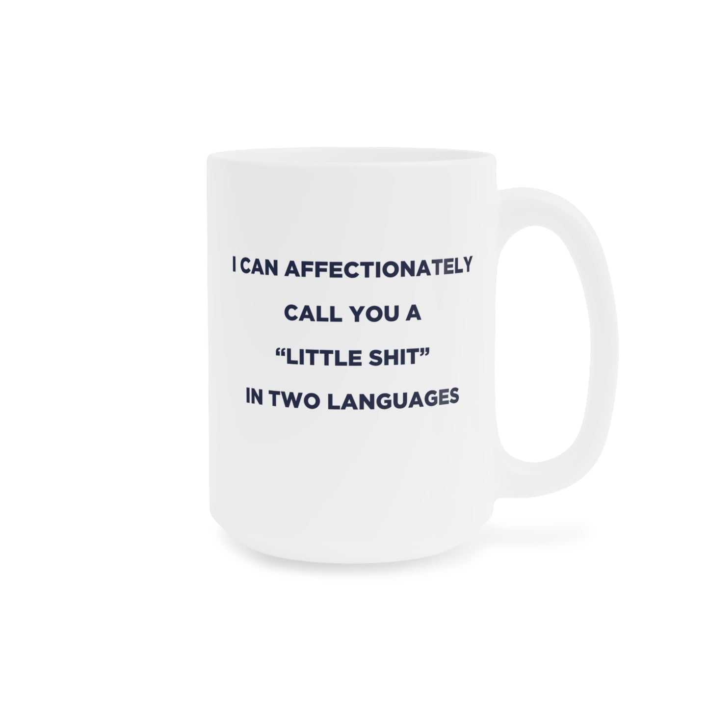 Little Sh*t Funny Bilingual Dad Coffee Mug in Navy and Gold, Made in Canada
