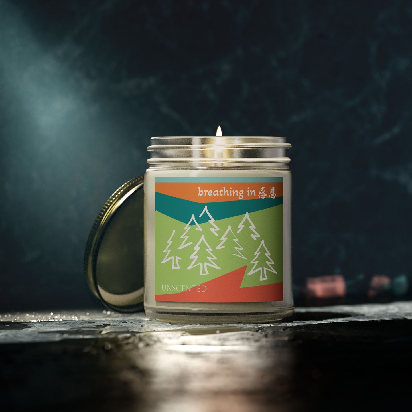 Unscented Candles - Breathing In 感恩 Forest Motif Eco-Friendly Candle (4oz, 9oz)