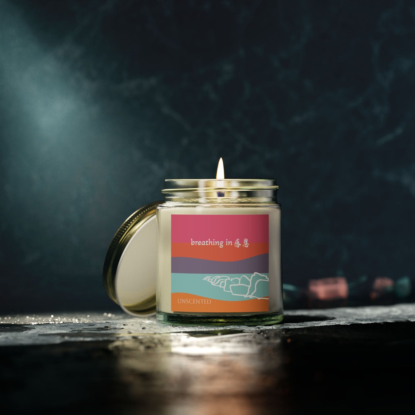 Unscented Candles - Breathing In 感恩 Beach Motif Eco-Friendly Candle (4oz, 9oz)