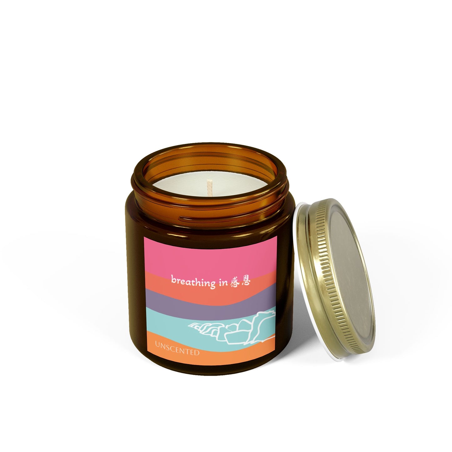 Unscented Candles - Breathing In 感恩 Beach Motif Eco-Friendly Candle (4oz, 9oz)