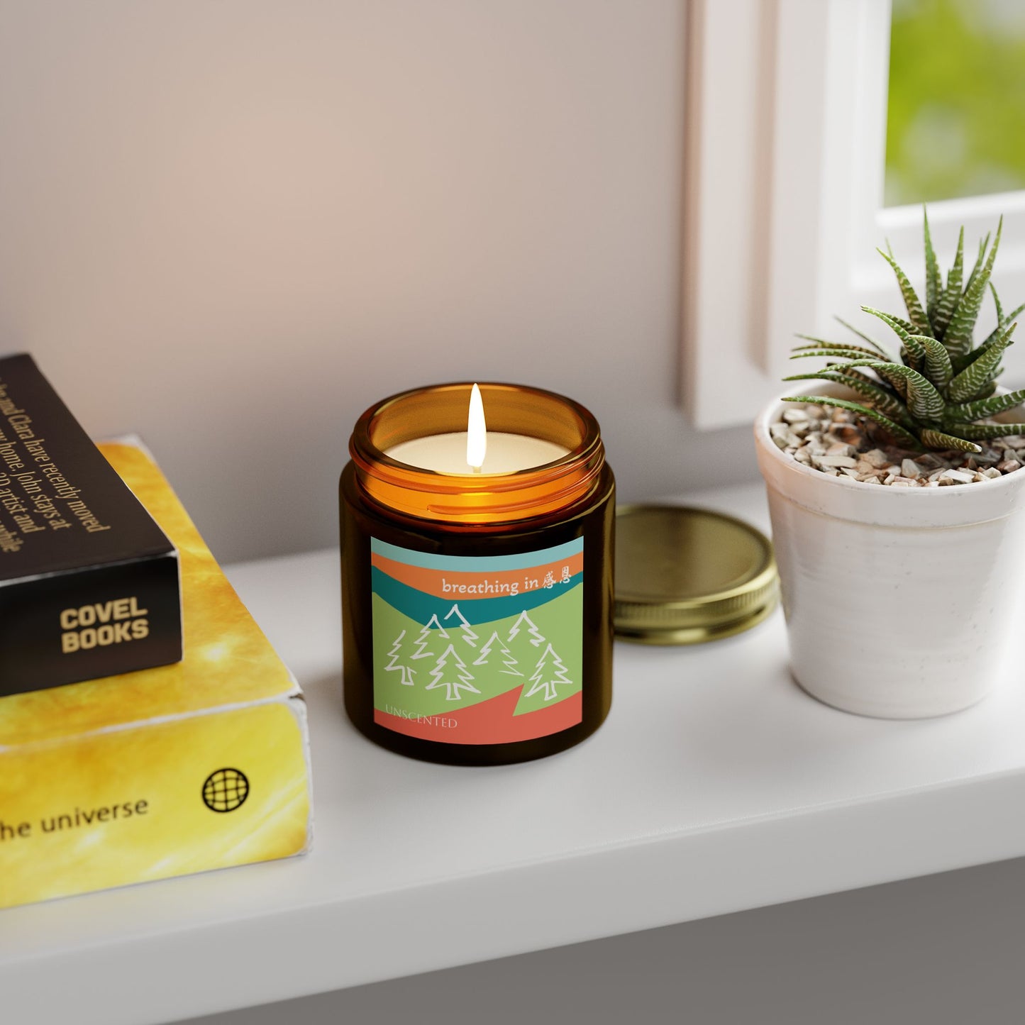 Unscented Candles - Breathing In 感恩 Forest Motif Eco-Friendly Candle (4oz, 9oz)