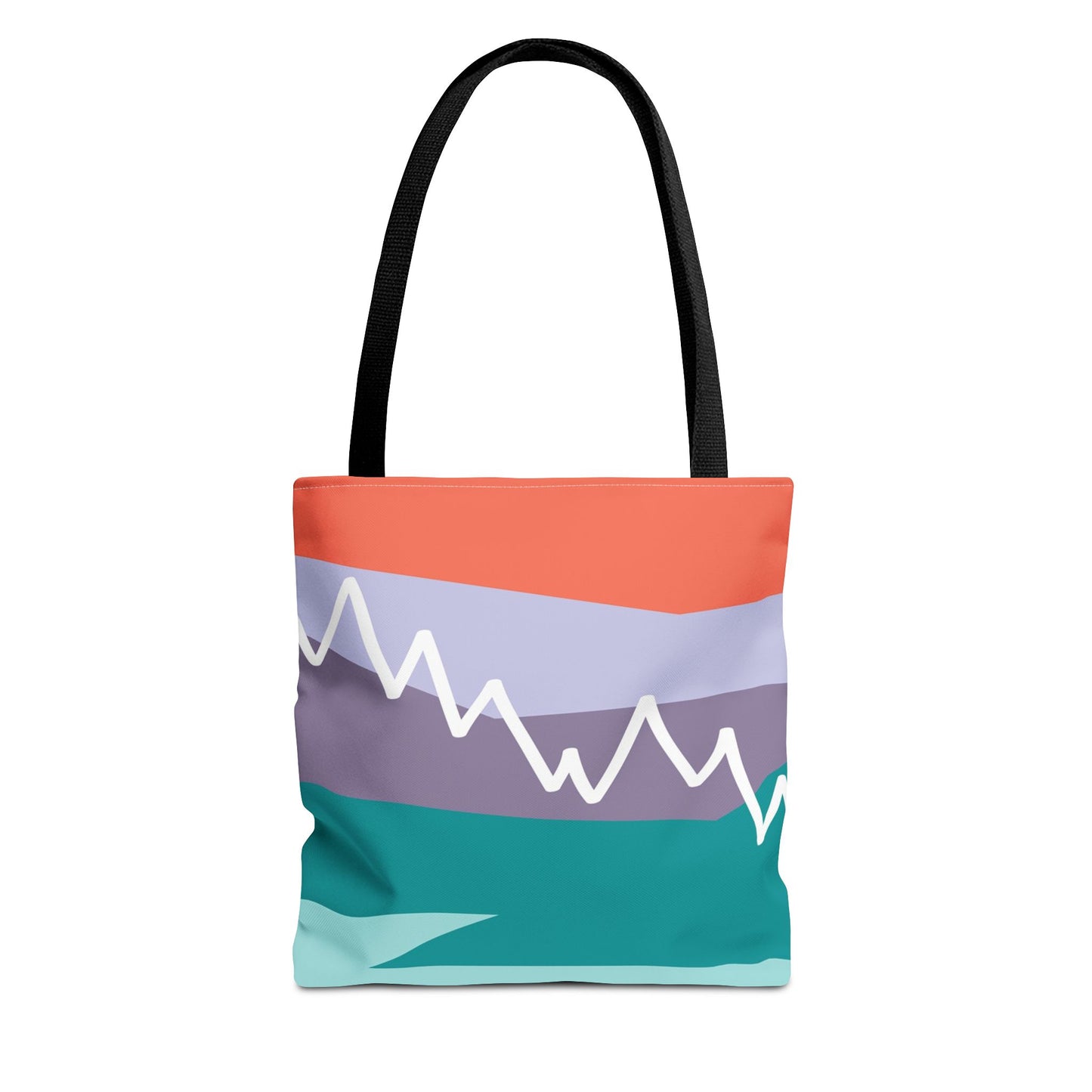 Tote Bag - Mountain 感恩 Everyday Carry Bag with Solid Mint Blue Back