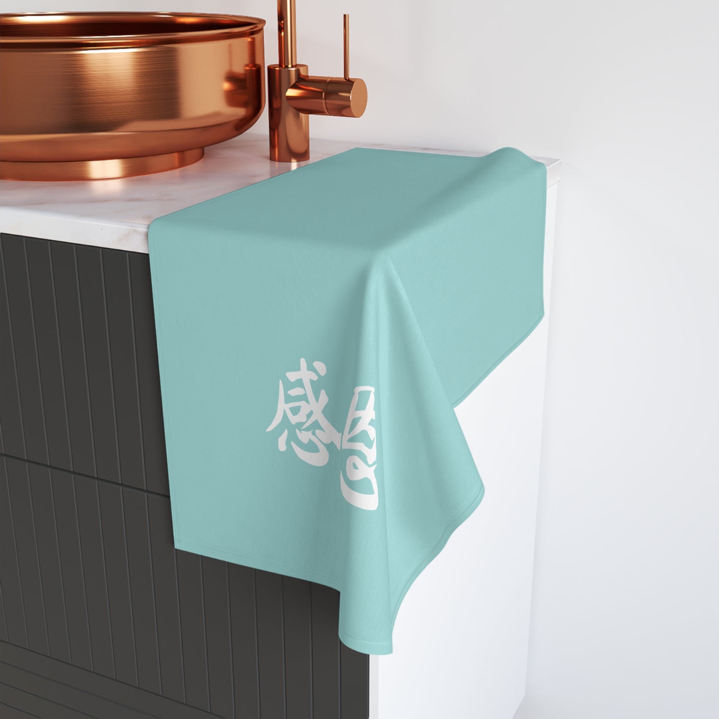 Hand Towel - Mint Blue Coloured 感恩 Design