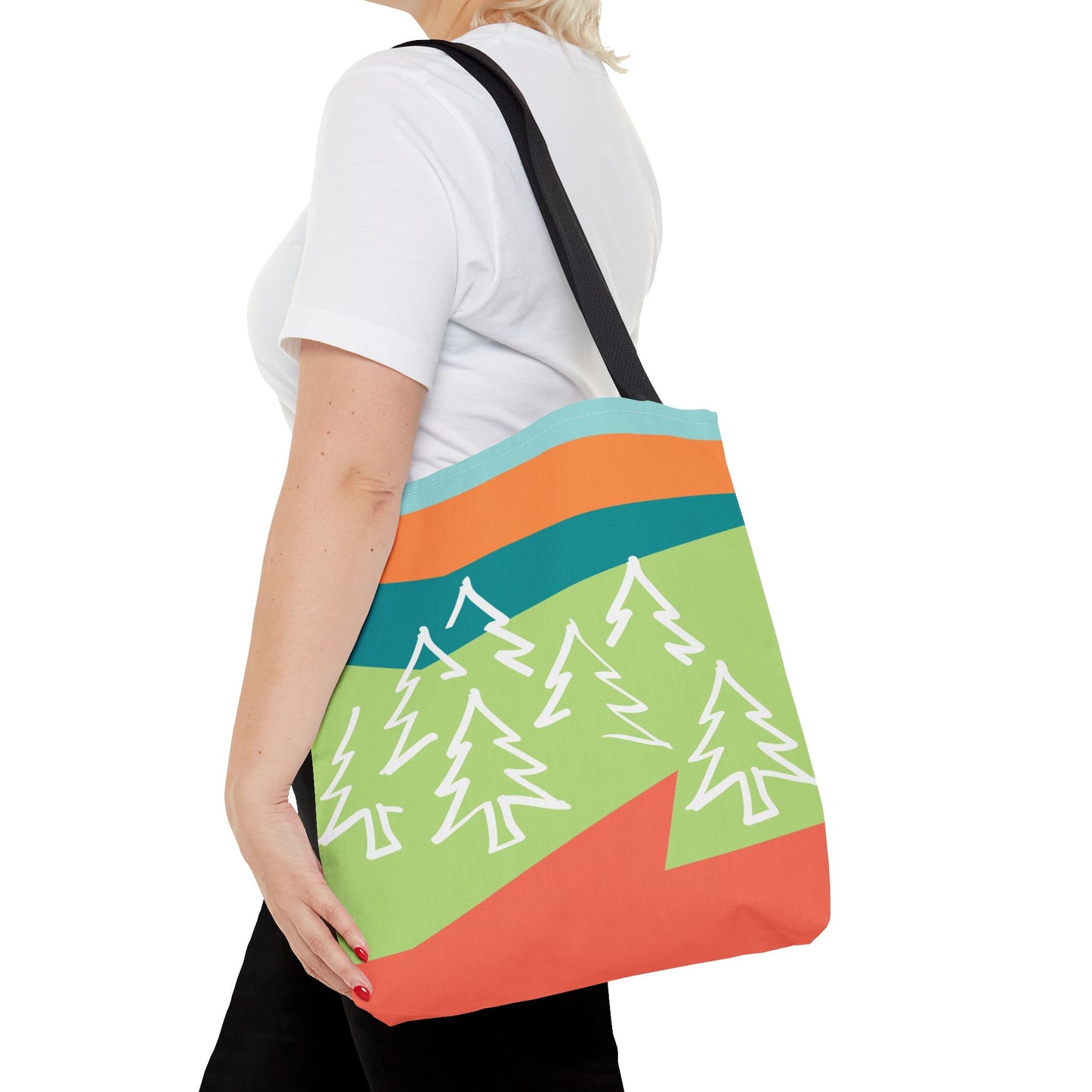 Tote Bag - Forest 感恩 Everyday Carry Bag with Solid Tropic Teal Back