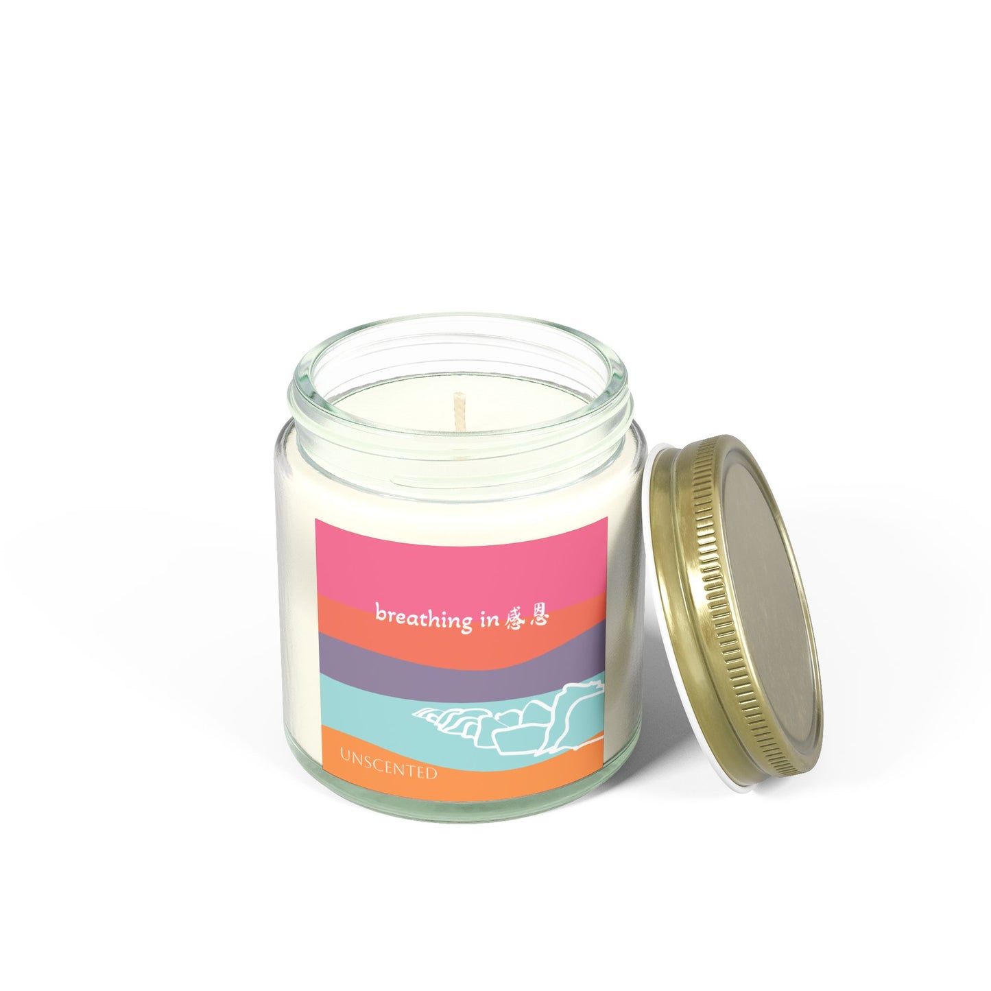 Unscented Candles - Breathing In 感恩 Beach Motif Eco-Friendly Candle (4oz, 9oz)