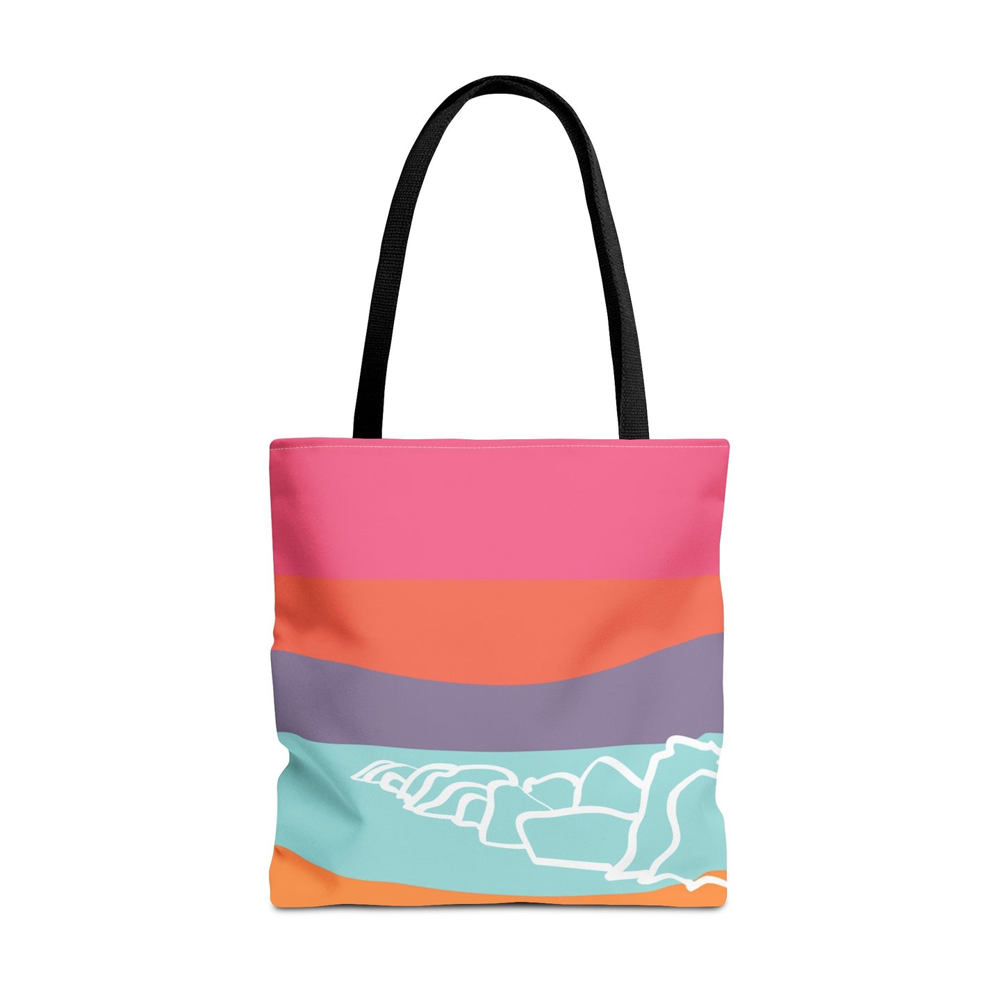 Tote Bag - Beach 感恩 Everyday Carry Bag with Solid Melon Orange Back