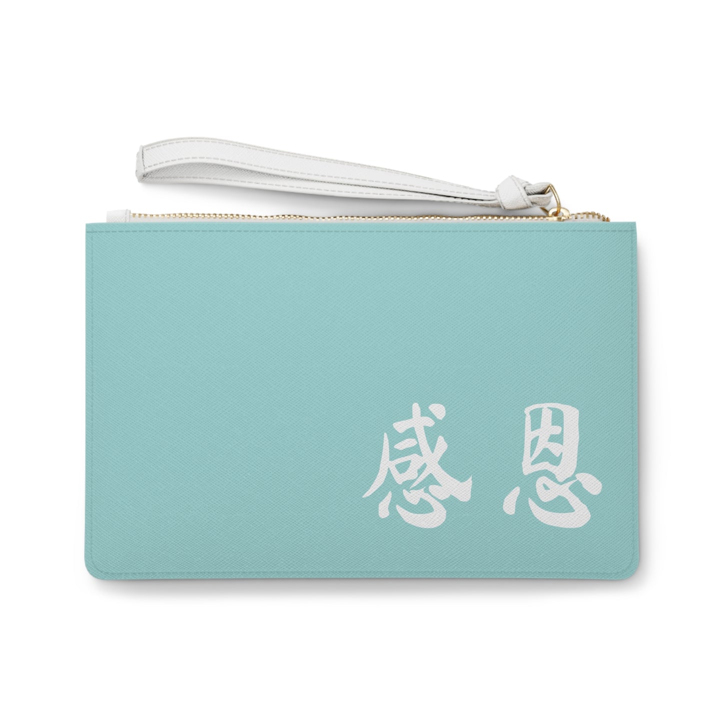 Clutch Bag - Mountain Motif 感恩 Wristlet Handbag with Mint Blue Back