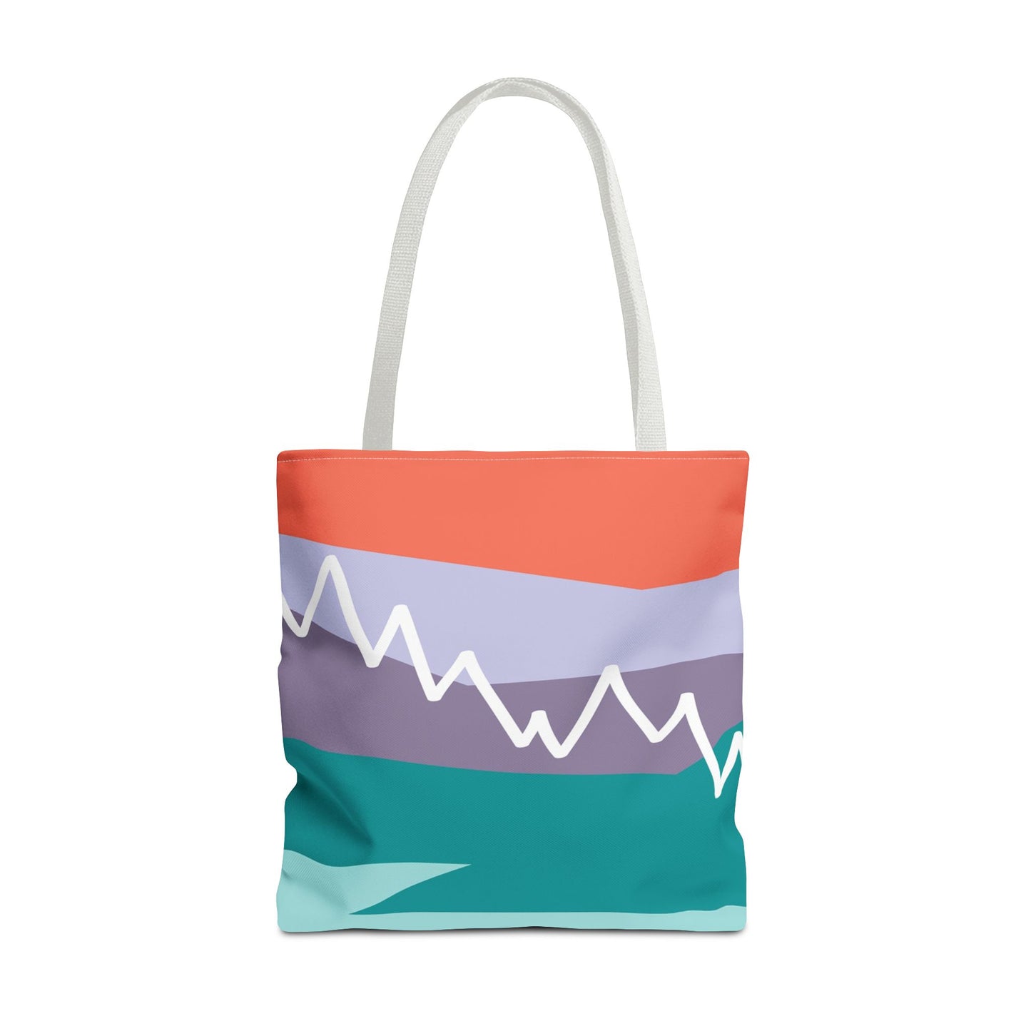 Tote Bag - Mountain 感恩 Everyday Carry Bag with Solid Tropic Teal Back