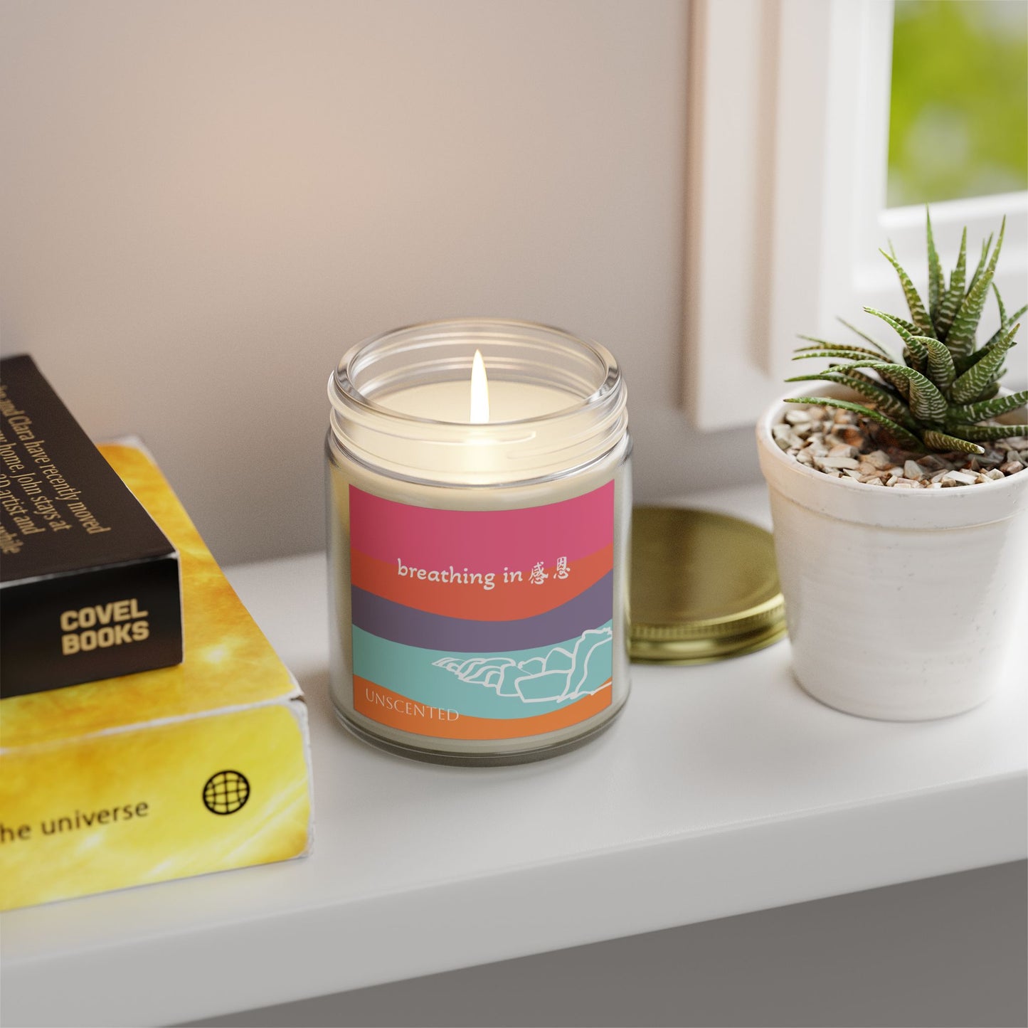 Unscented Candles - Breathing In 感恩 Beach Motif Eco-Friendly Candle (4oz, 9oz)