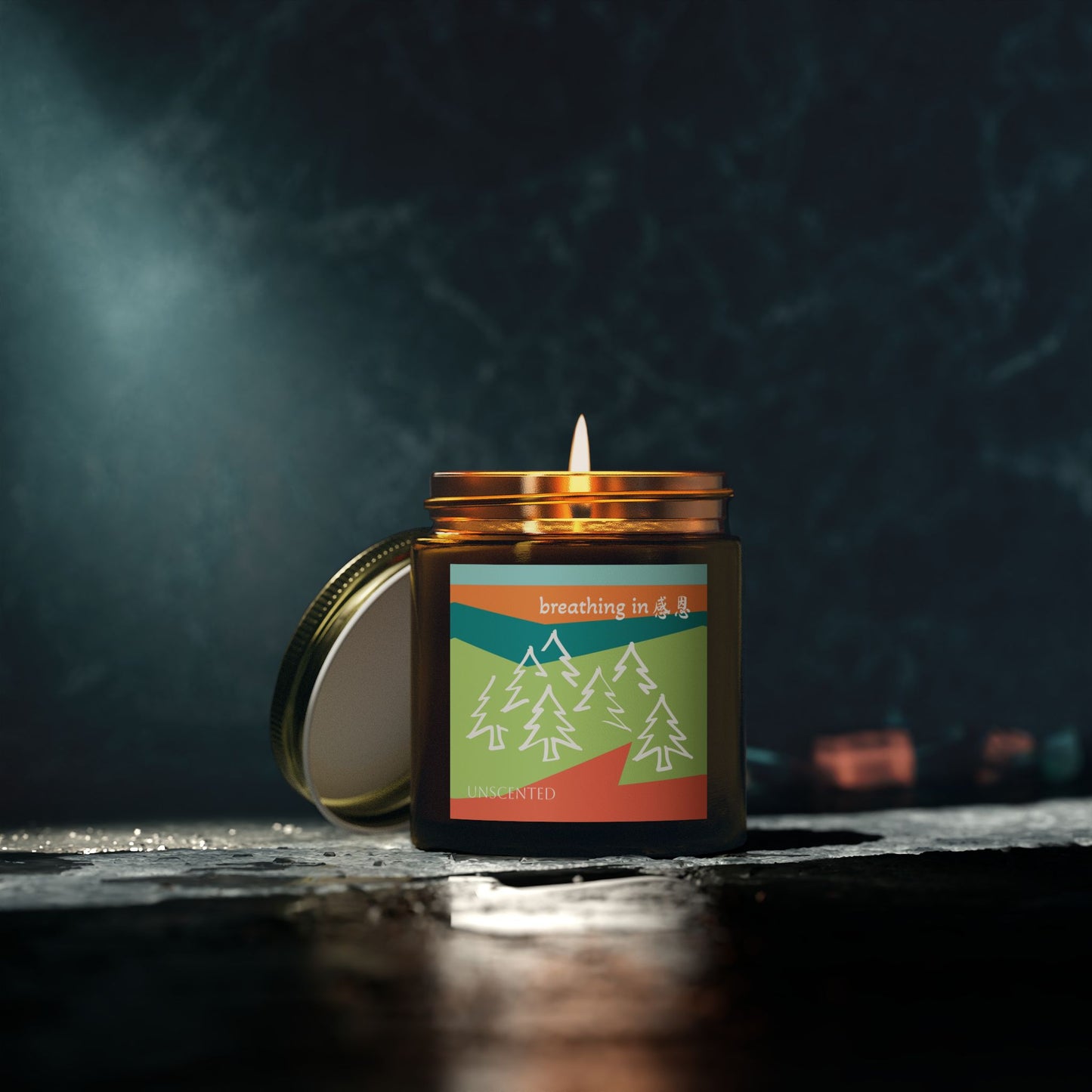 Unscented Candles - Breathing In 感恩 Forest Motif Eco-Friendly Candle (4oz, 9oz)