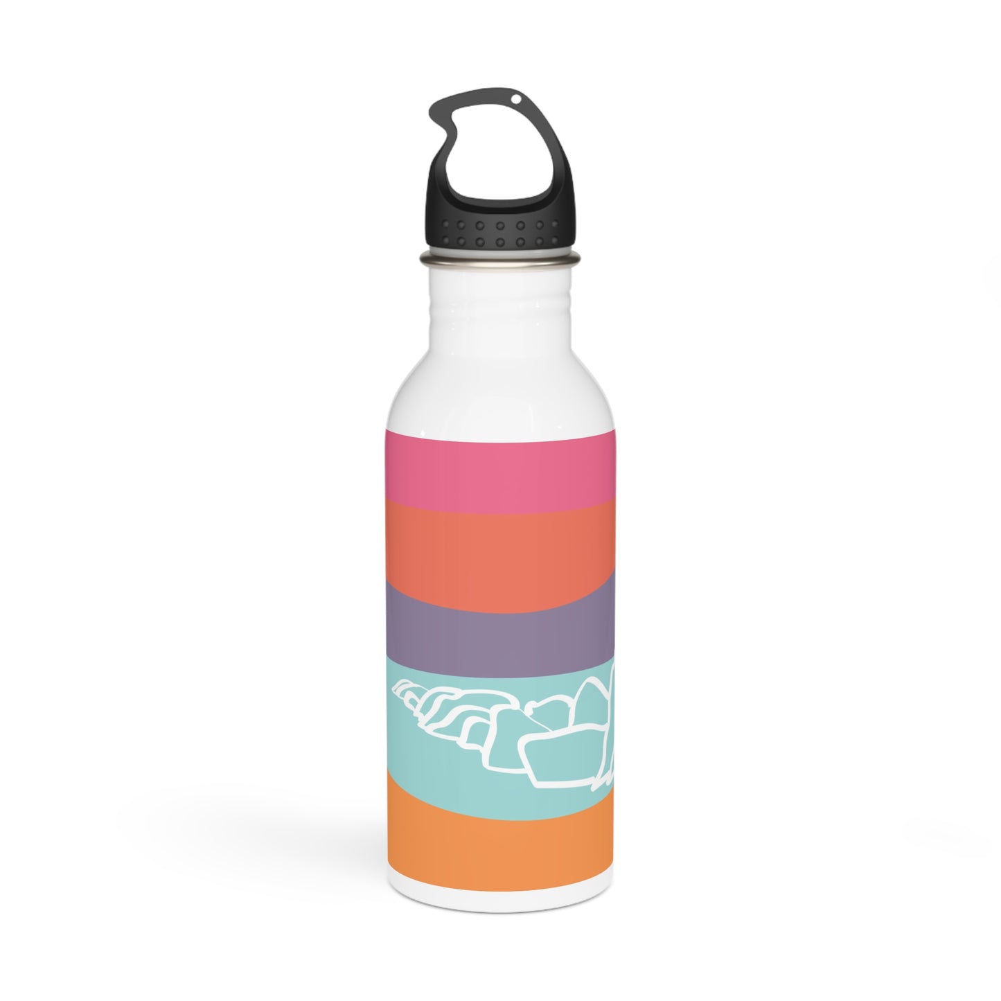 Stainless Steel Water Bottle - Beach 感恩 Motif with Melon Orange Message