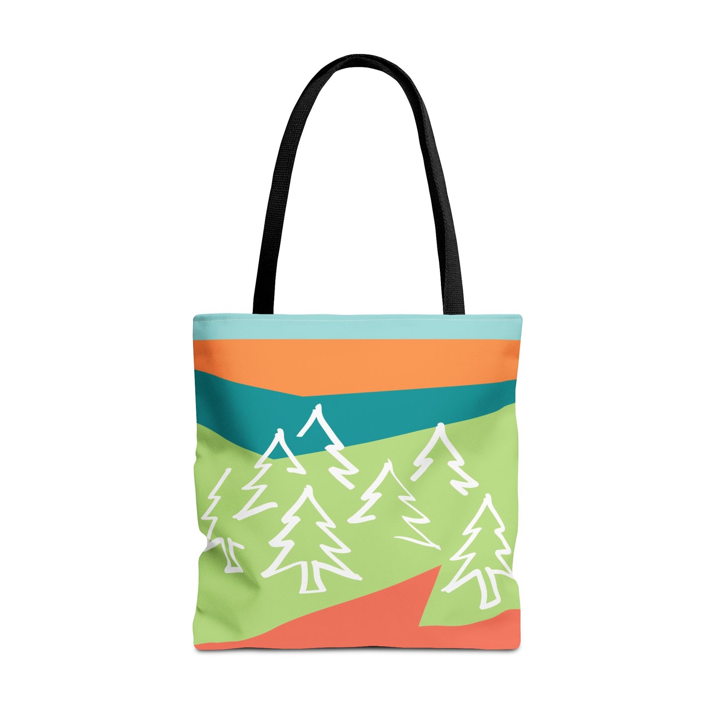 Tote Bag - Forest 感恩 Everyday Carry Bag with Solid Coral Pink-Orange Back