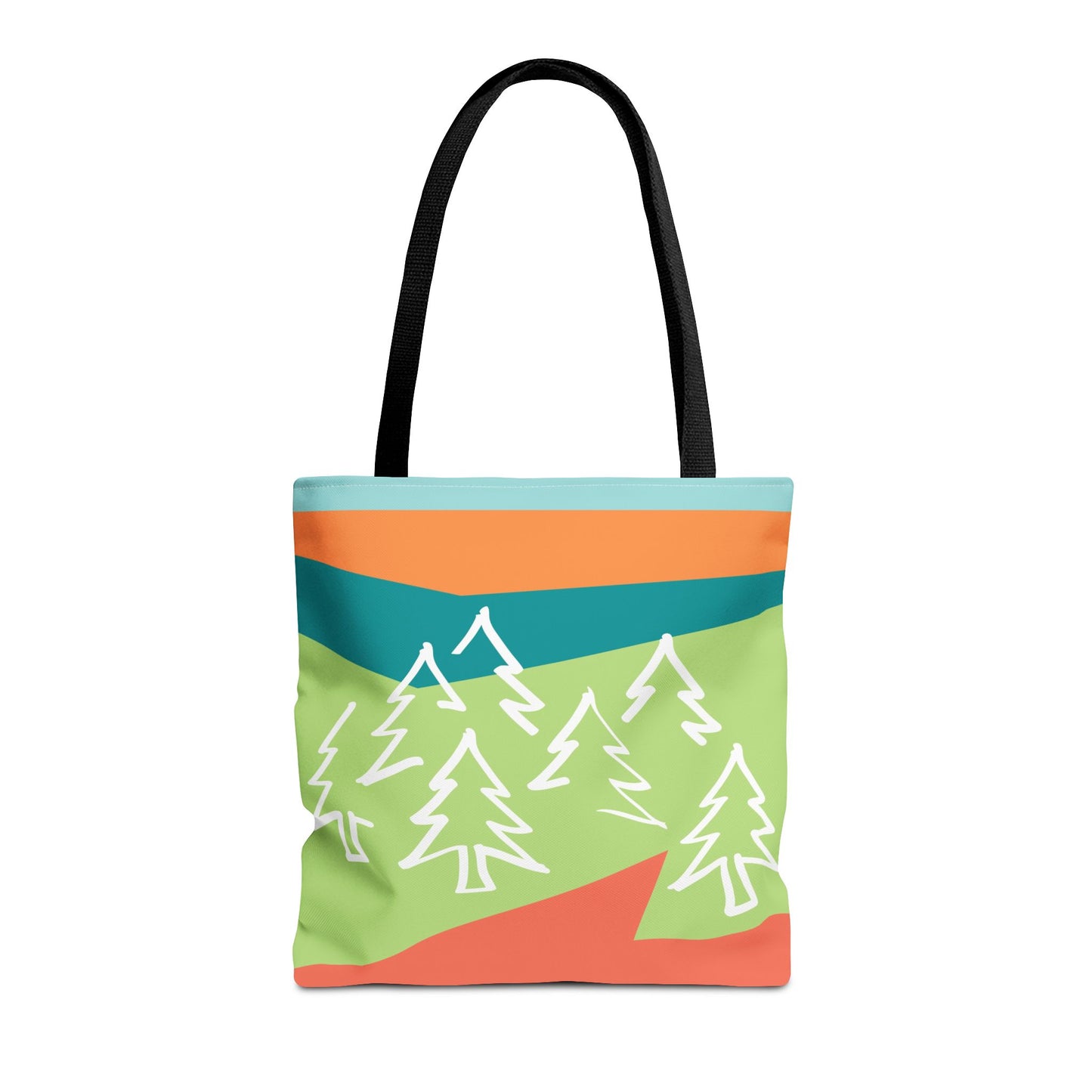 Tote Bag - Forest 感恩 Everyday Carry Bag with Solid Tropic Teal Back