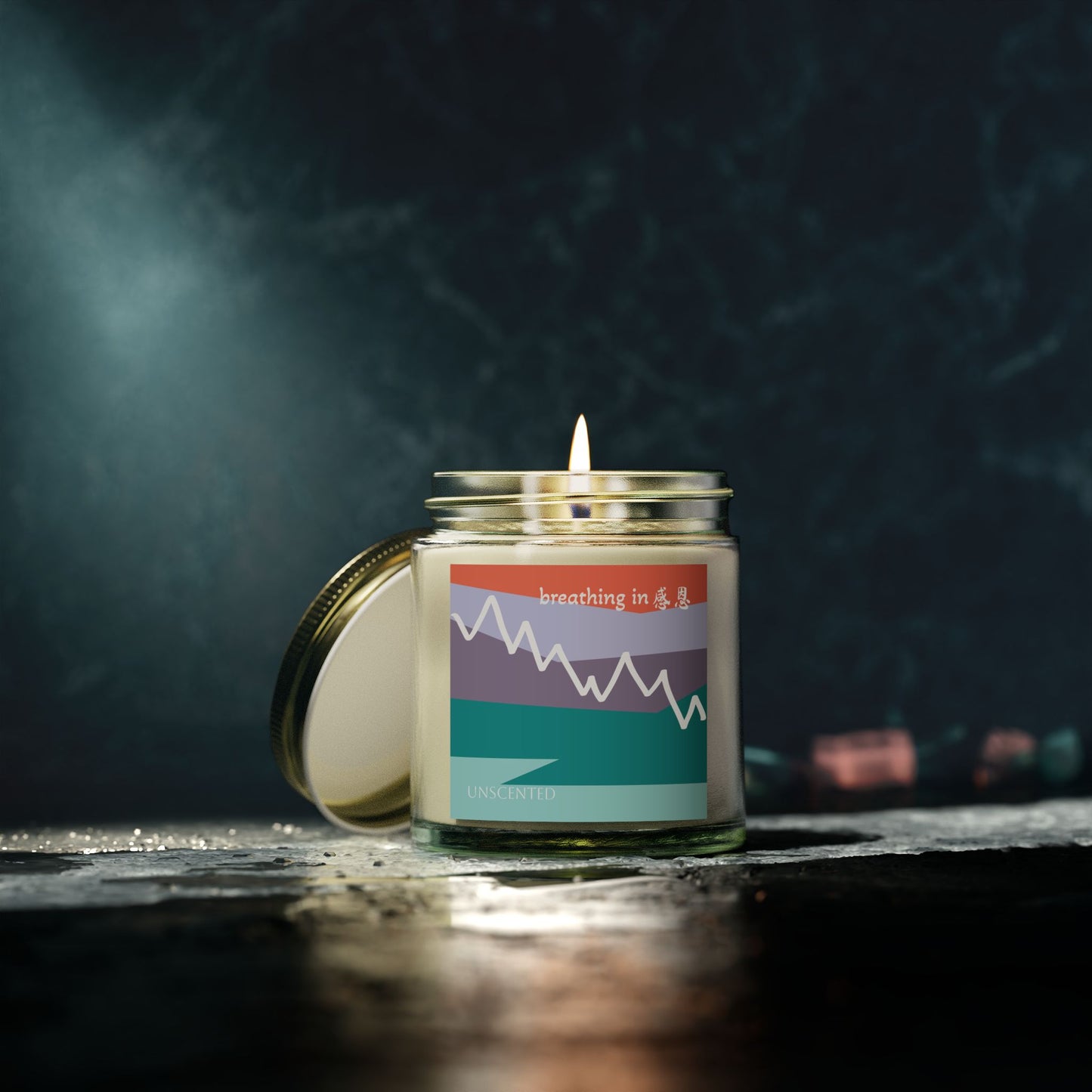 Unscented Candles - Breathing In 感恩 Mountain Motif Eco-Friendly Candle (4oz, 9oz)