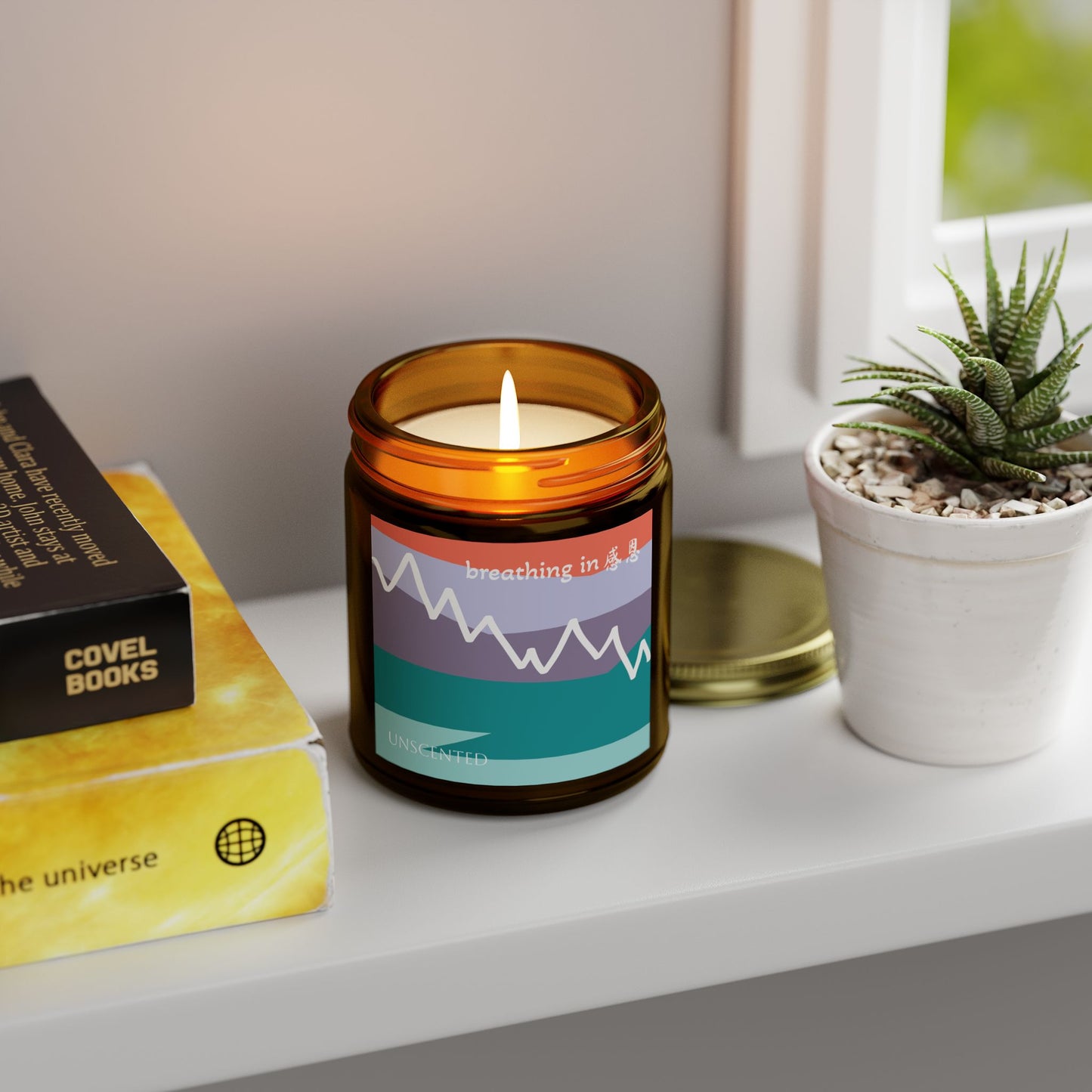 Unscented Candles - Breathing In 感恩 Mountain Motif Eco-Friendly Candle (4oz, 9oz)