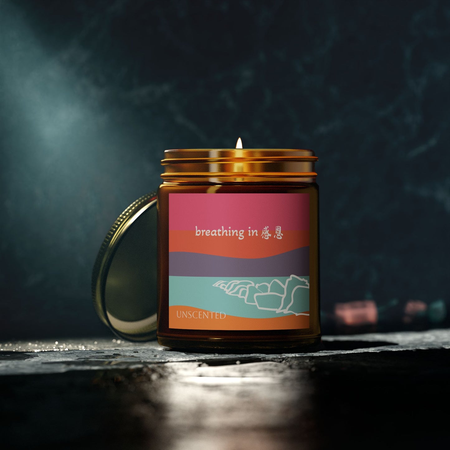 Unscented Candles - Breathing In 感恩 Beach Motif Eco-Friendly Candle (4oz, 9oz)