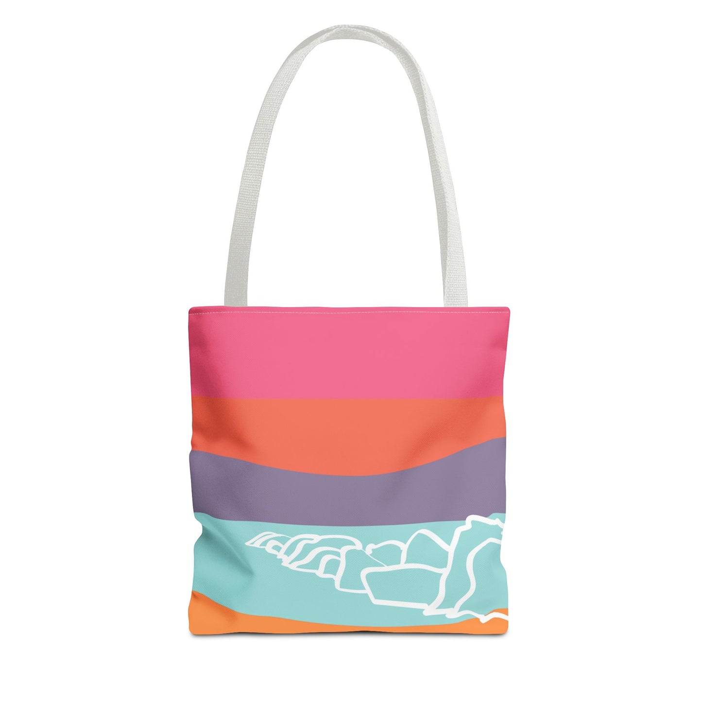 Tote Bag - Beach 感恩 Everyday Carry Bag with Solid Mint Blue Back