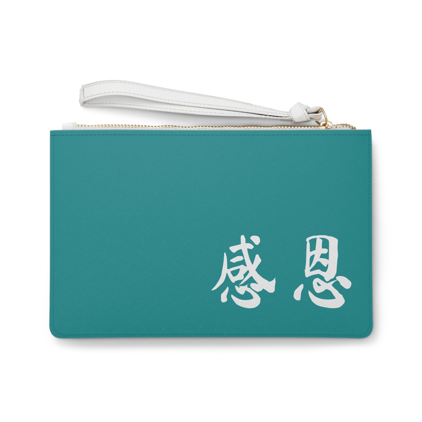 Clutch Bag - Forest Motif 感恩 Wristlet Handbag with Tropic Teal Back