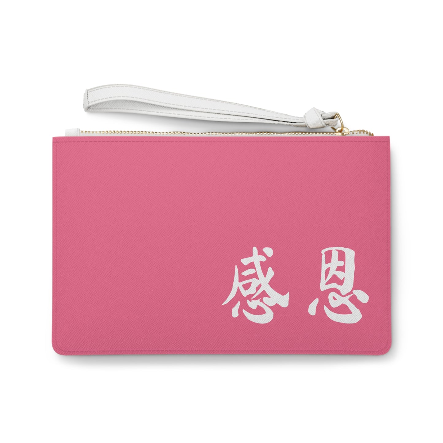 Clutch Bag - Beach Motif 感恩 Wristlet Handbag with Petal Pink Back