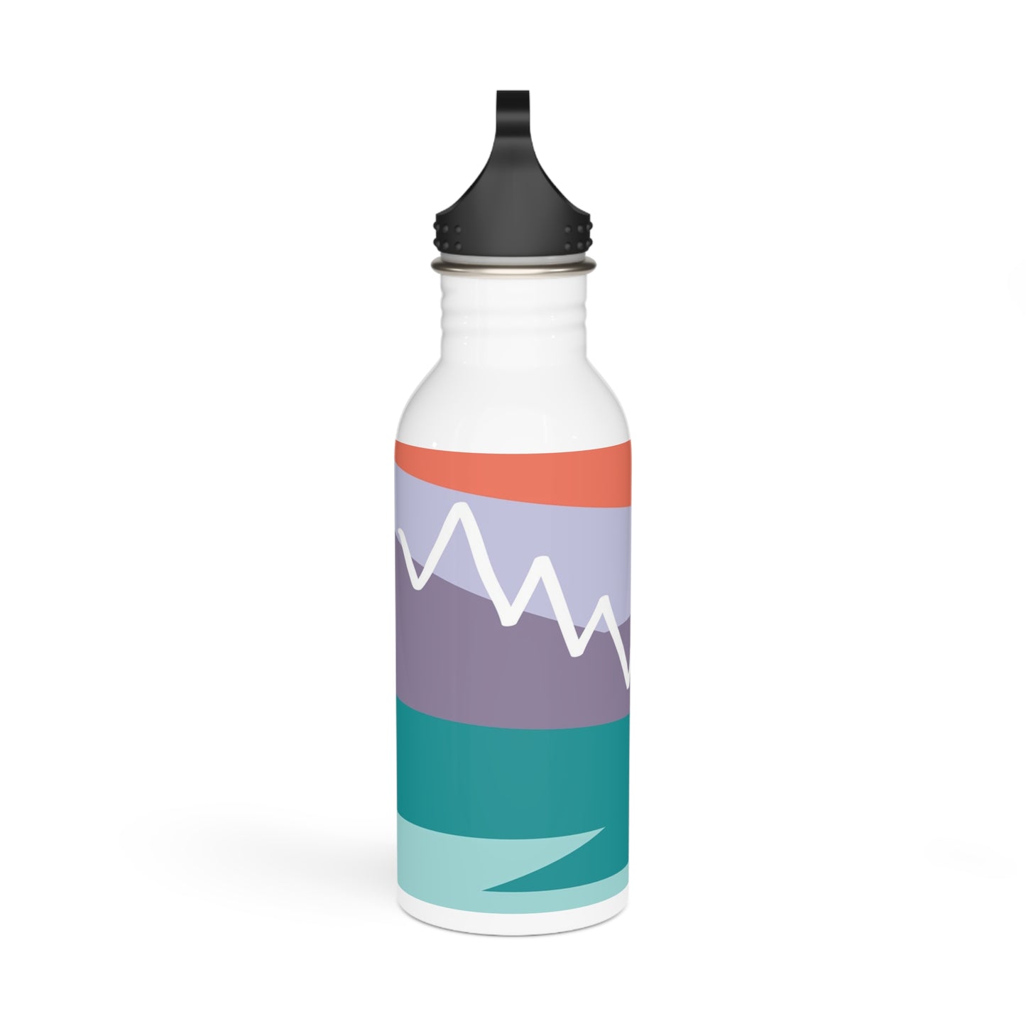 Stainless Steel Water Bottle - Mountain 感恩 Motif with Coral Pink-Orange Message