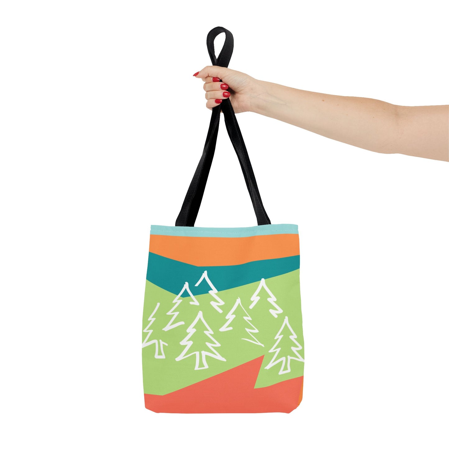 Tote Bag - Forest 感恩 Everyday Carry Bag with Solid Melon Orange Back