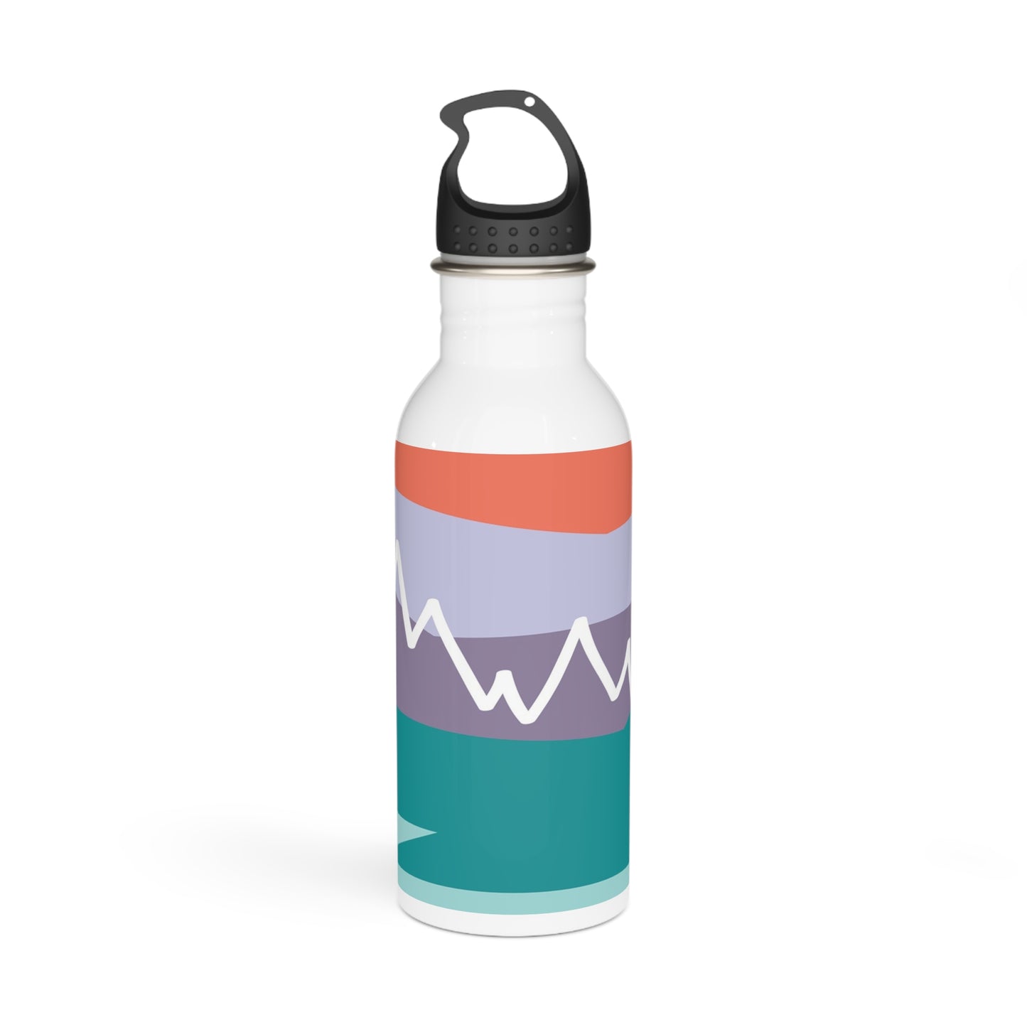 Stainless Steel Water Bottle - Mountain 感恩 Motif with Mint Blue Message