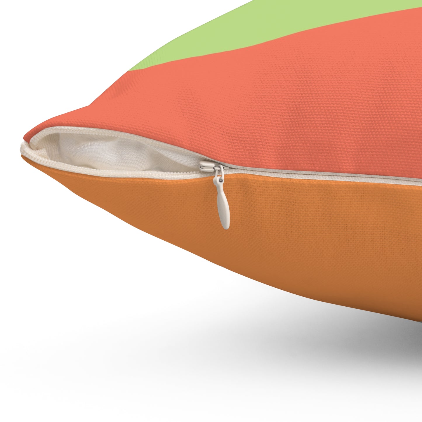 Square Pillow - Forest 感恩 Throw Pillow with Solid Melon Orange Back