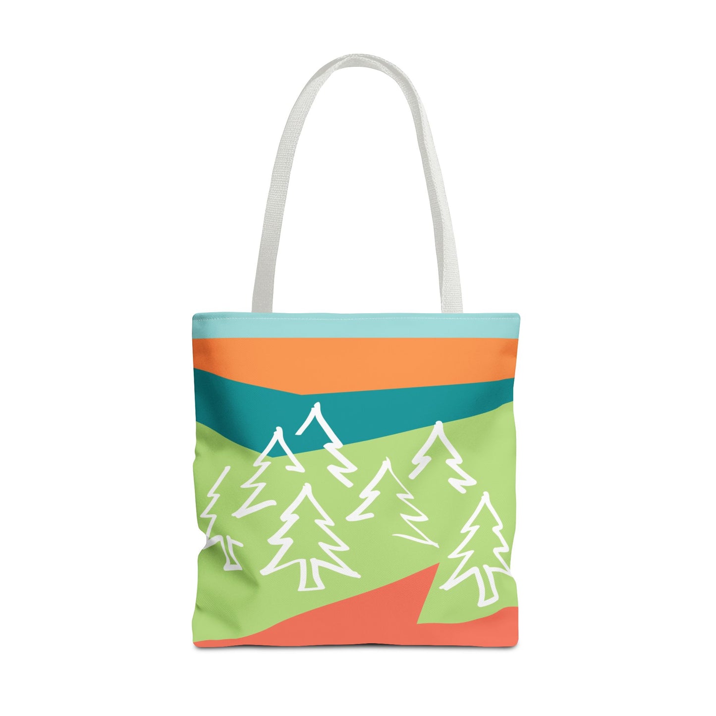 Tote Bag - Forest 感恩 Everyday Carry Bag with Solid Mint Blue Back