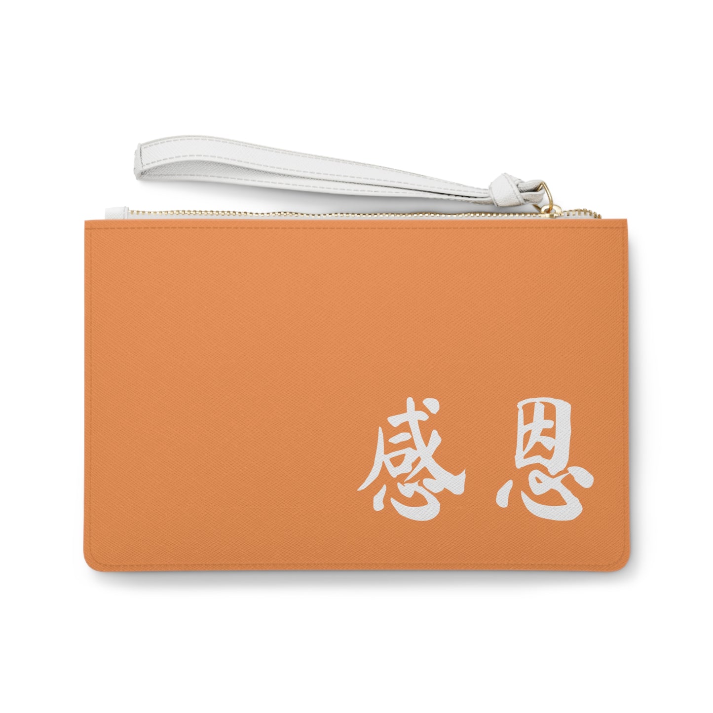 Clutch Bag - Forest Motif 感恩 Wristlet Handbag with Melon Orange Back