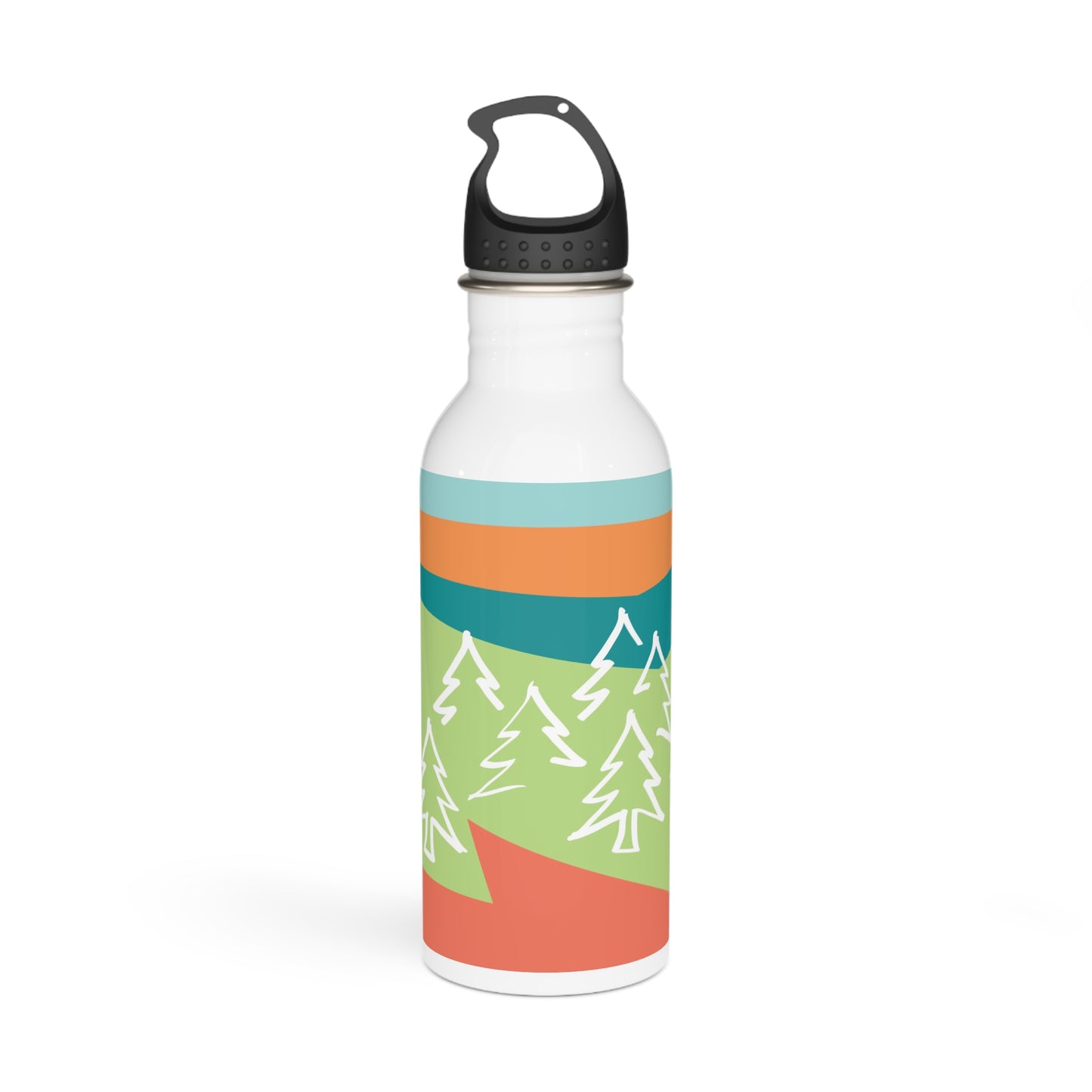 Stainless Steel Water Bottle - Forest 感恩 Motif with Tropic Teal Message