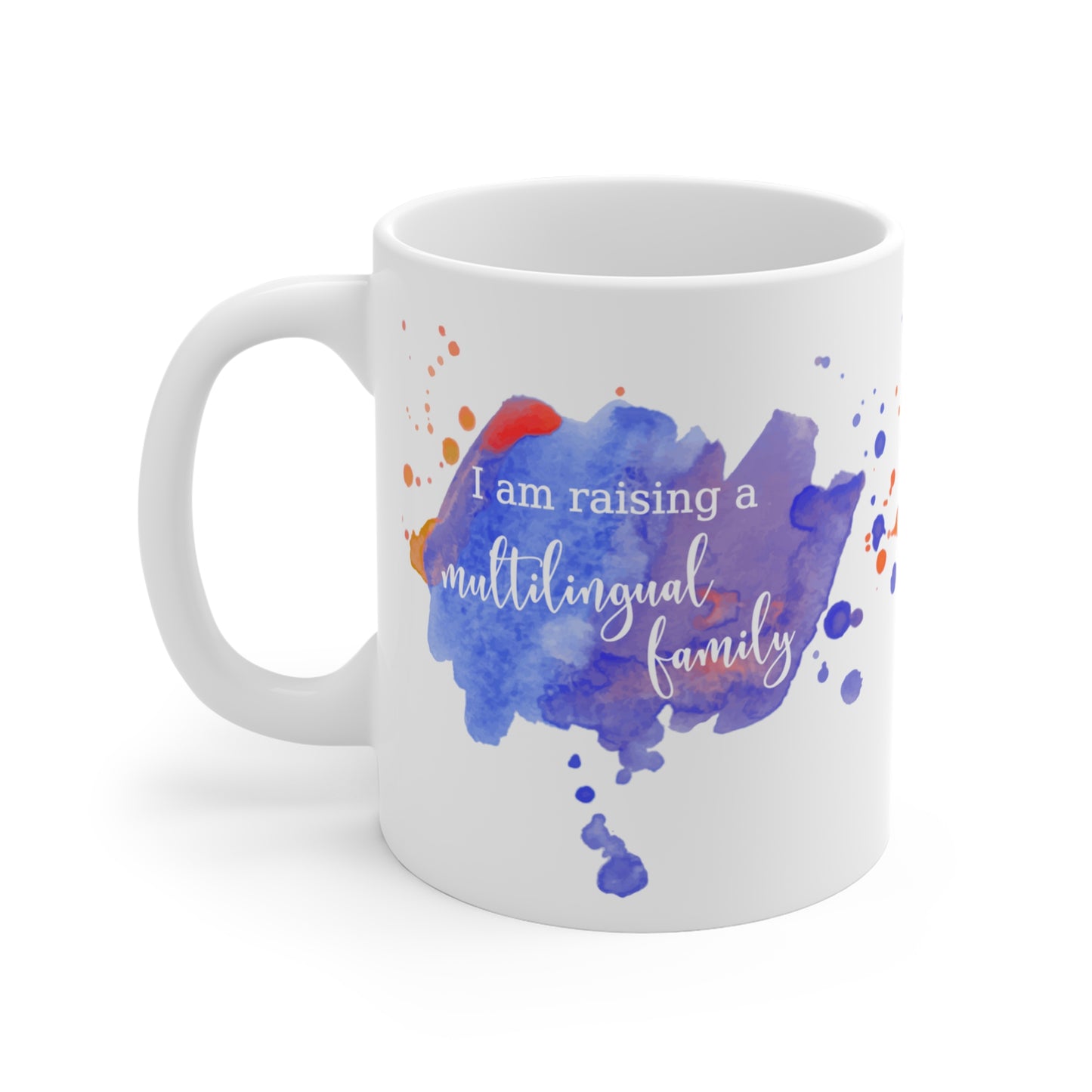 Swearing Quietly Funny Multilingual Family Coffee Mug in Purple, Canadian made