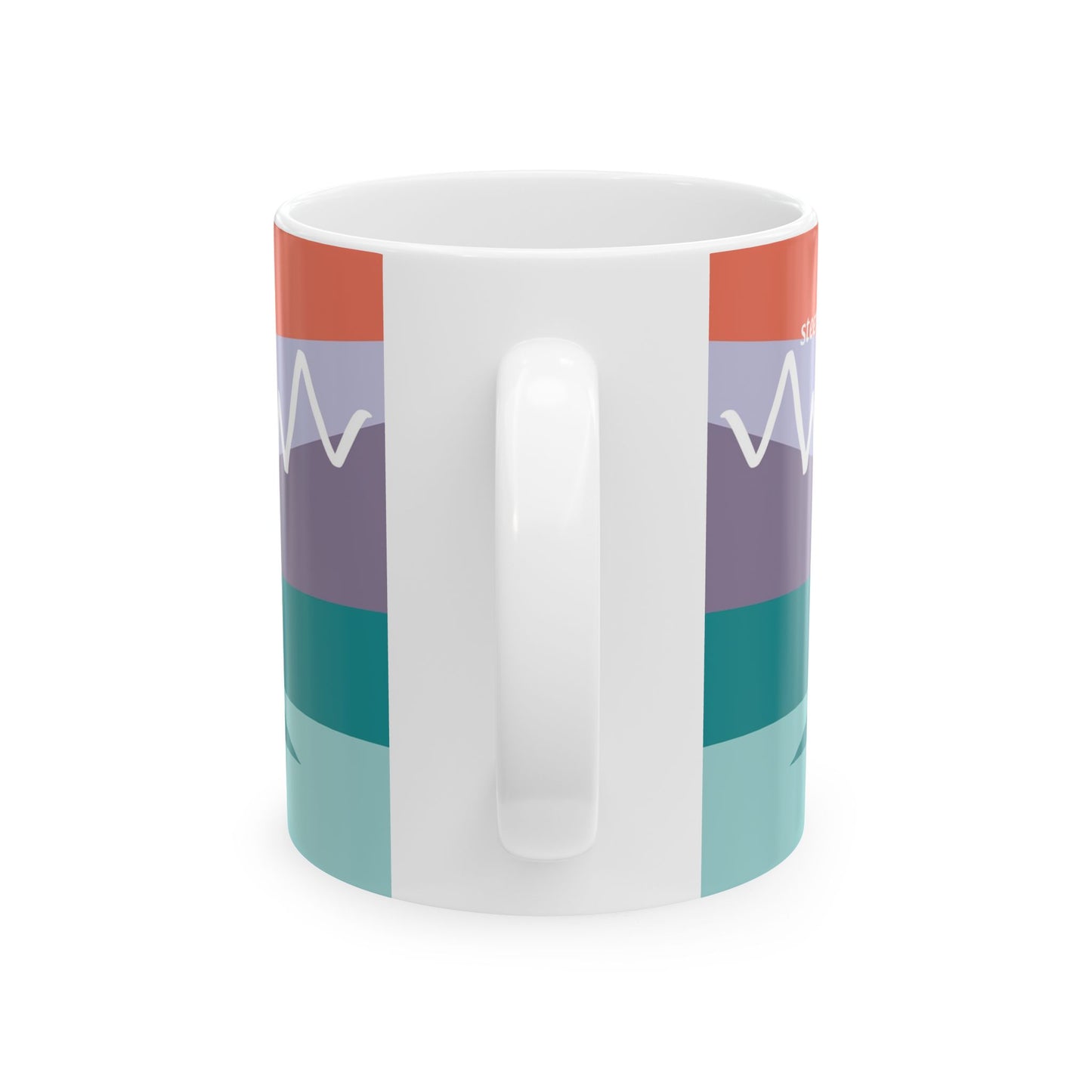 Ceramic Mug - Mountain Motif Steeped in 感恩 Hand-Drawn Colour-Blocked